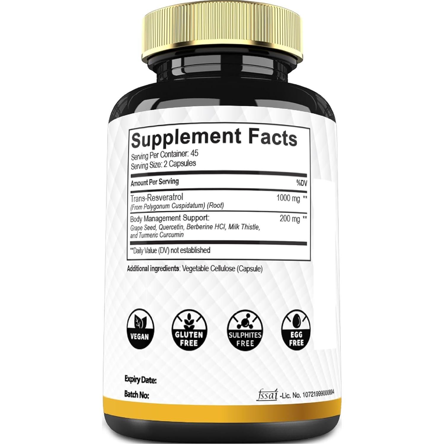 Suplemento de Resveratrol Mecisco 1000mg - 90 Cápsulas