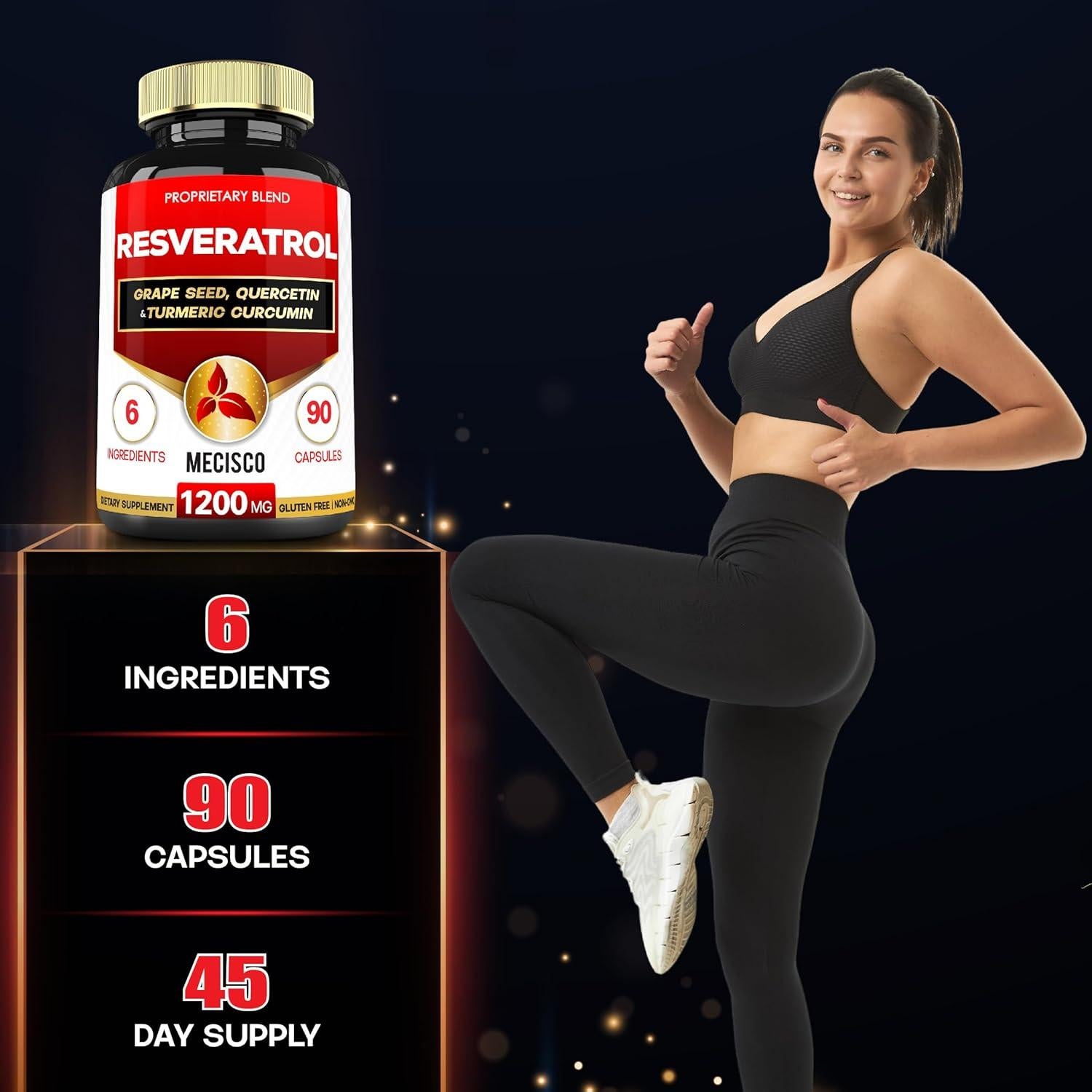 Suplemento de Resveratrol Mecisco 1000mg - 90 Cápsulas
