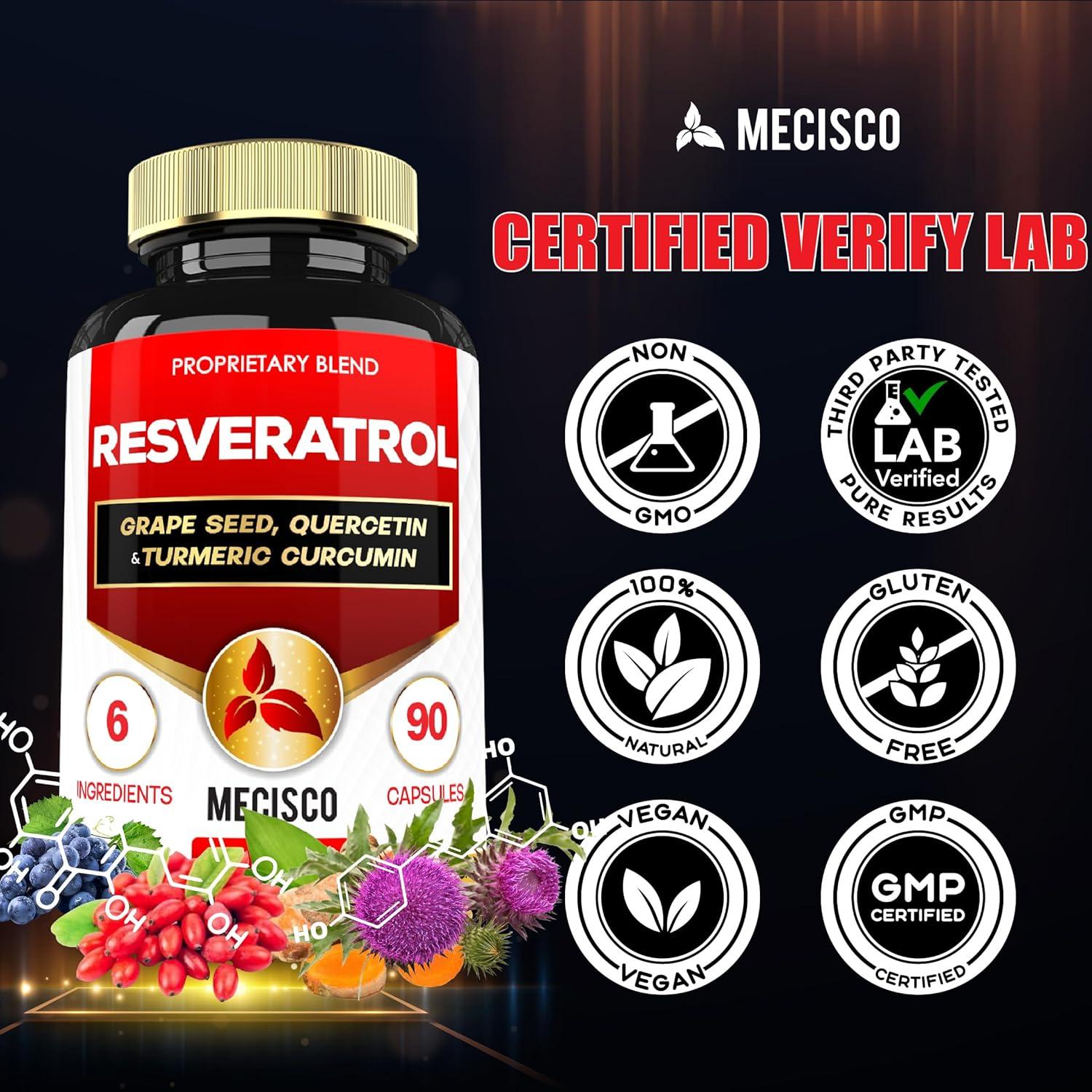Suplemento de Resveratrol Mecisco 1000mg - 90 Cápsulas