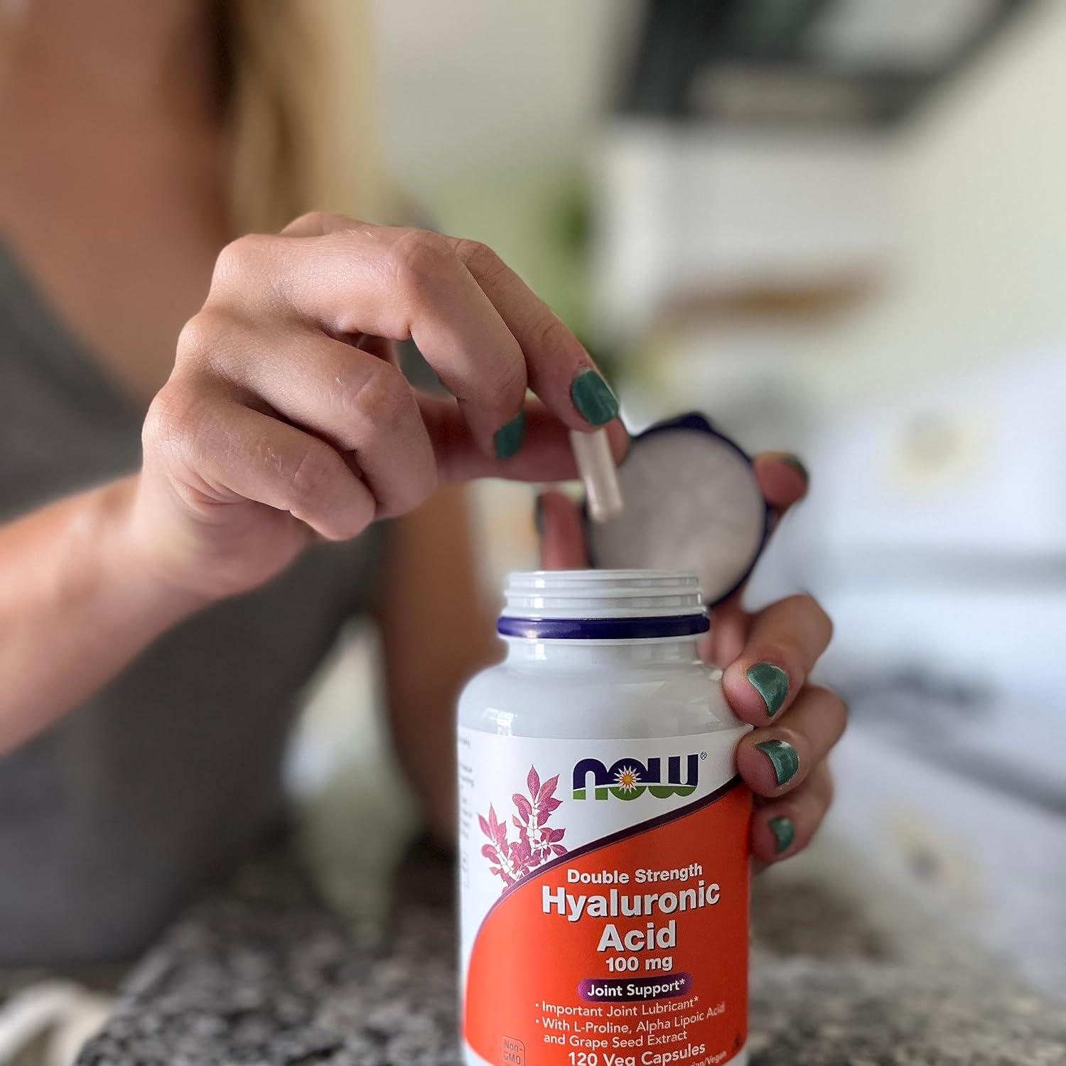 NOW Ácido Hialurónico 100 mg Doble Fuerza 120 Cápsulas Veganas