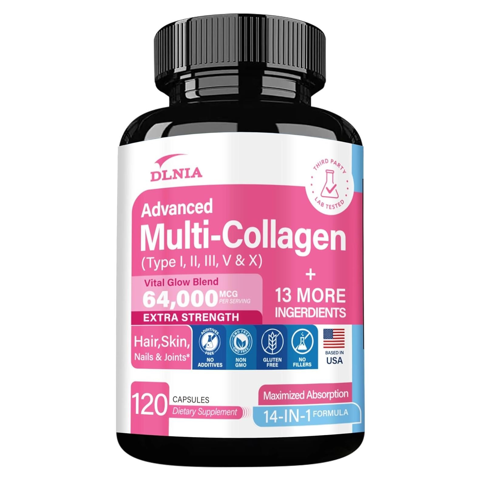 Suplemento de Colágeno 14-en-1 DLNIA con Biotina y Queratina