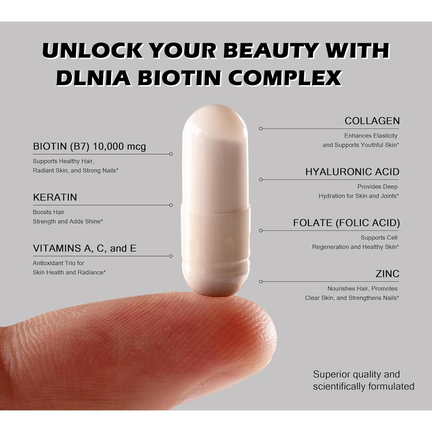 Suplemento de Colágeno 14-en-1 DLNIA con Biotina y Queratina