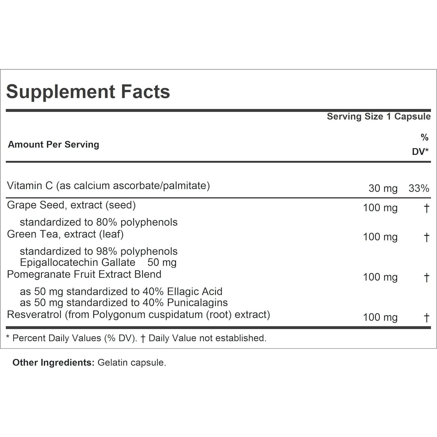 ANDREW LESSMAN Resveratrol 100mg con Té Verde y Granada - 60 Cápsulas