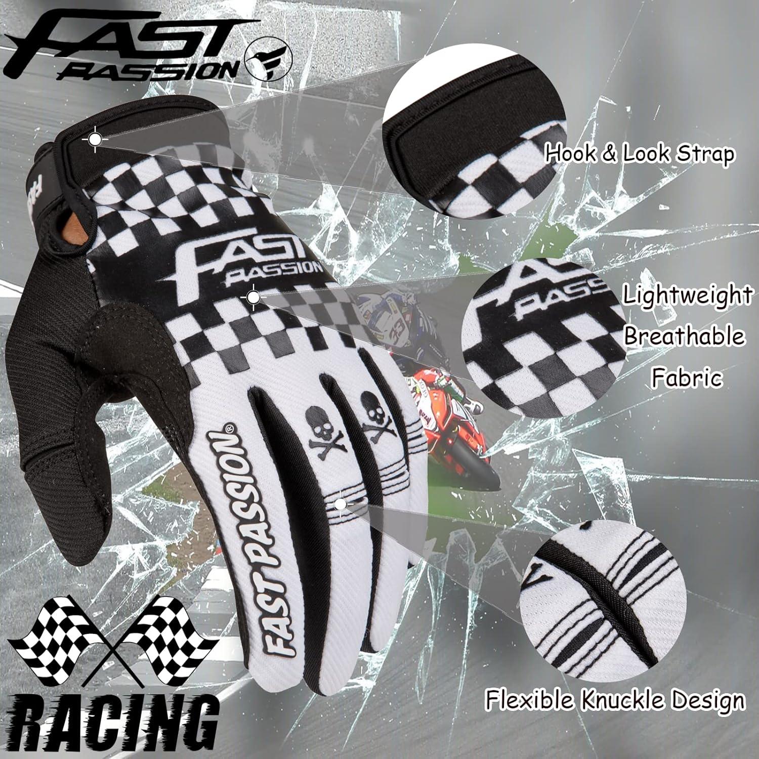 Guantes de Motocicleta Fast Passion Medianos Negros y Verdes