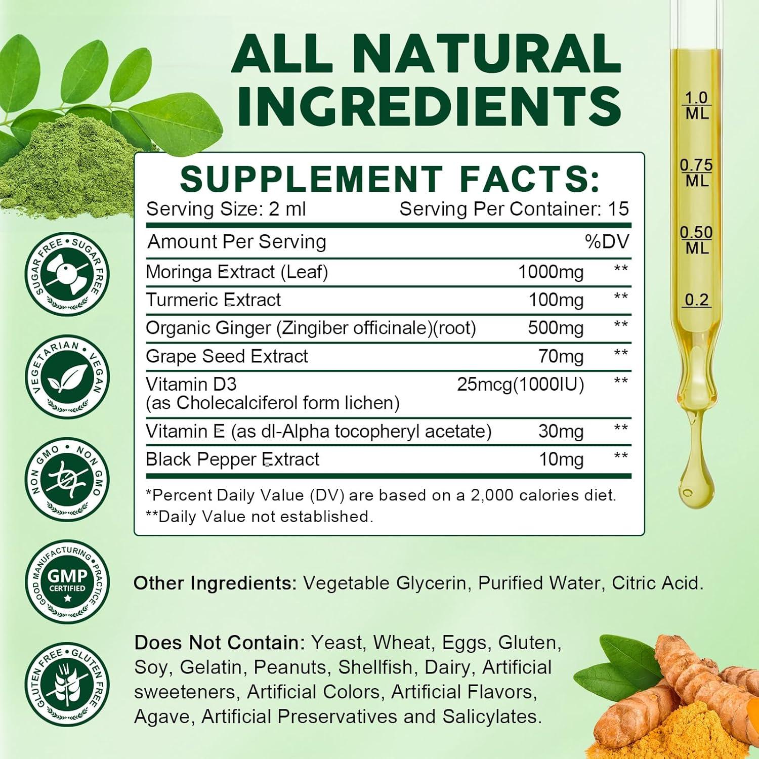 Gotas Líquidas de Moringa Orgánica GORNVB 60 ml con Cúrcuma