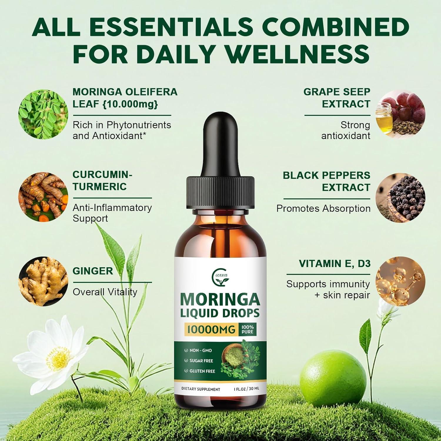 Gotas Líquidas de Moringa Orgánica GORNVB 60 ml con Cúrcuma
