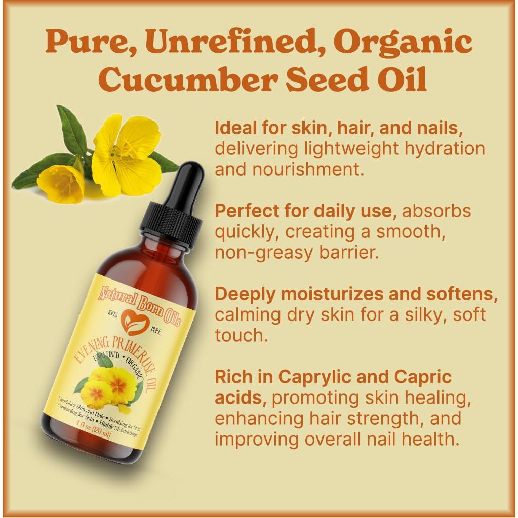 Aceite de Onagra Orgánico Natural Born Oils 236ml Prensado en Frío