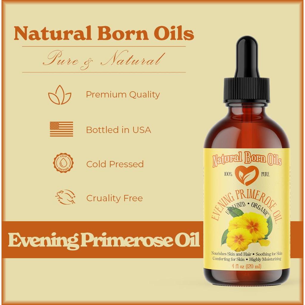 Aceite de Onagra Orgánico Natural Born Oils 236ml Prensado en Frío