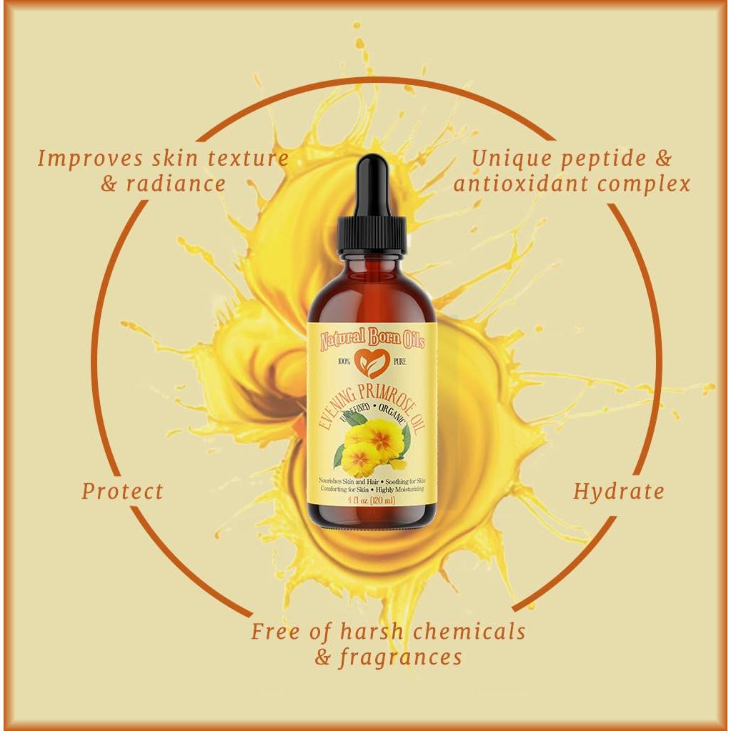 Aceite de Onagra Orgánico Natural Born Oils 236ml Prensado en Frío