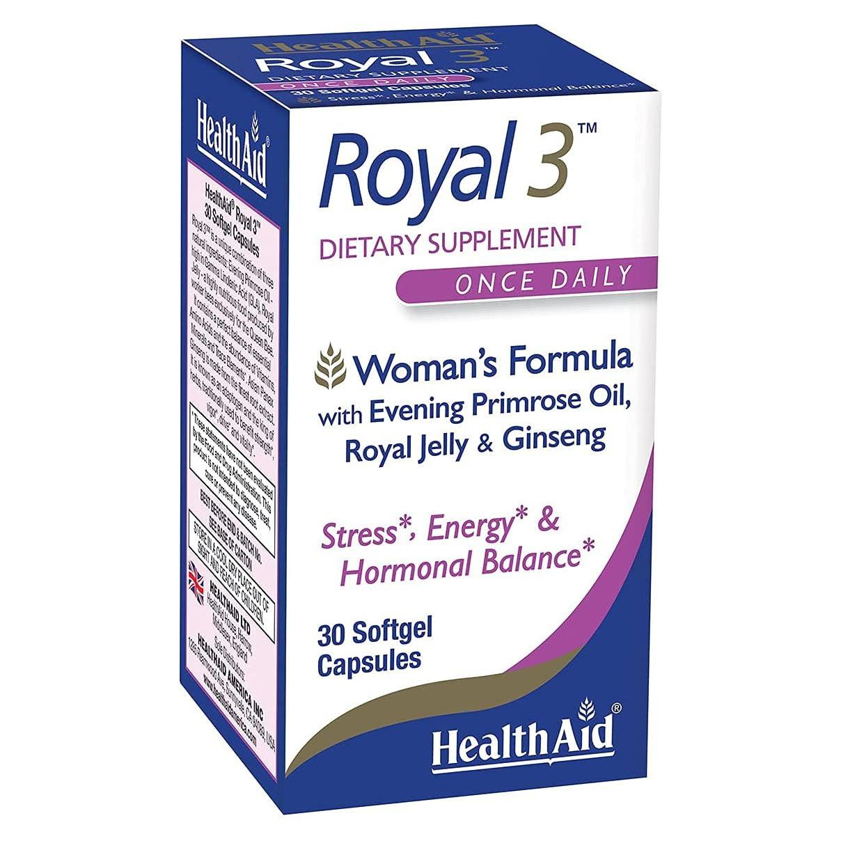 Royal 3 HealthAid - 30 Cápsulas de Aceite de Onagra y Ginseng