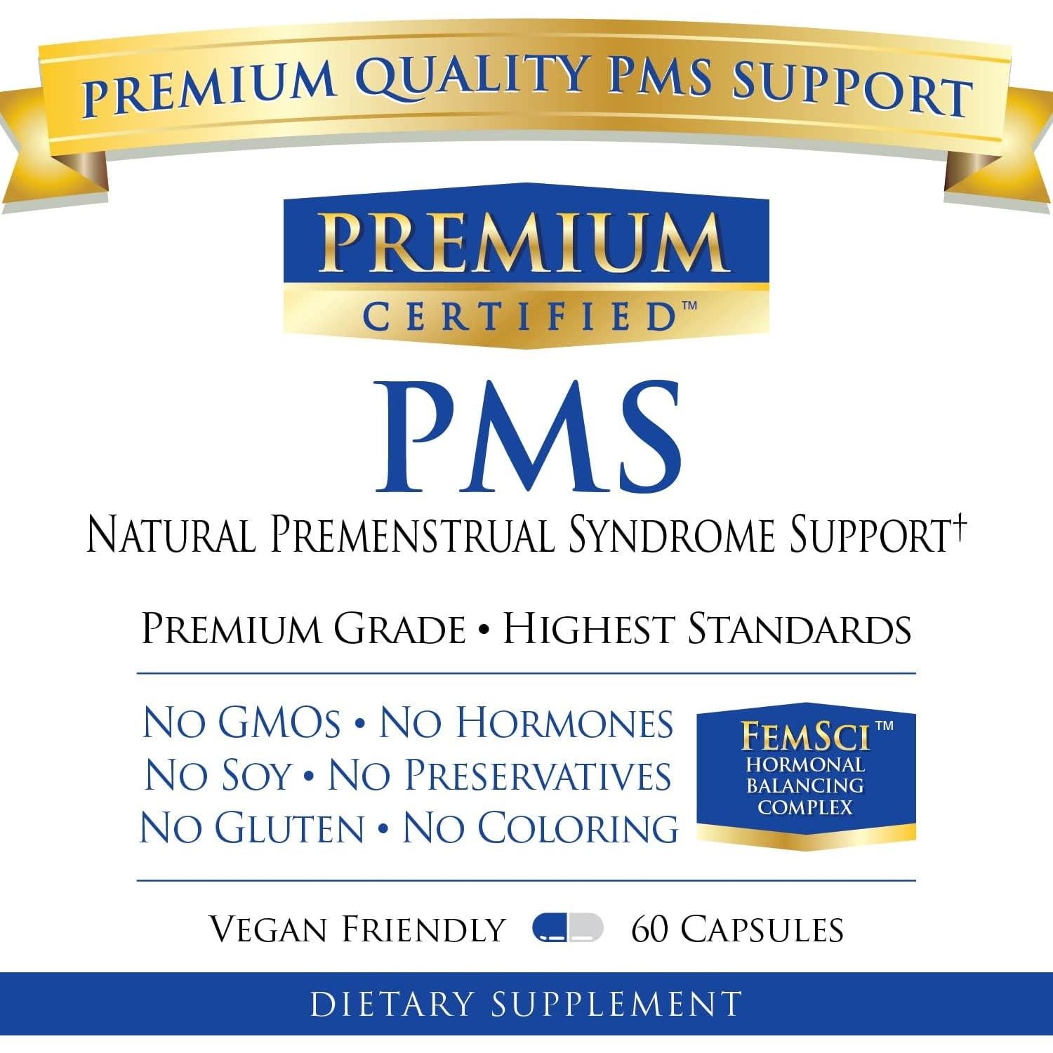 Suplemento PMS Natural Premium - Regulador Hormonal 60 Cápsulas