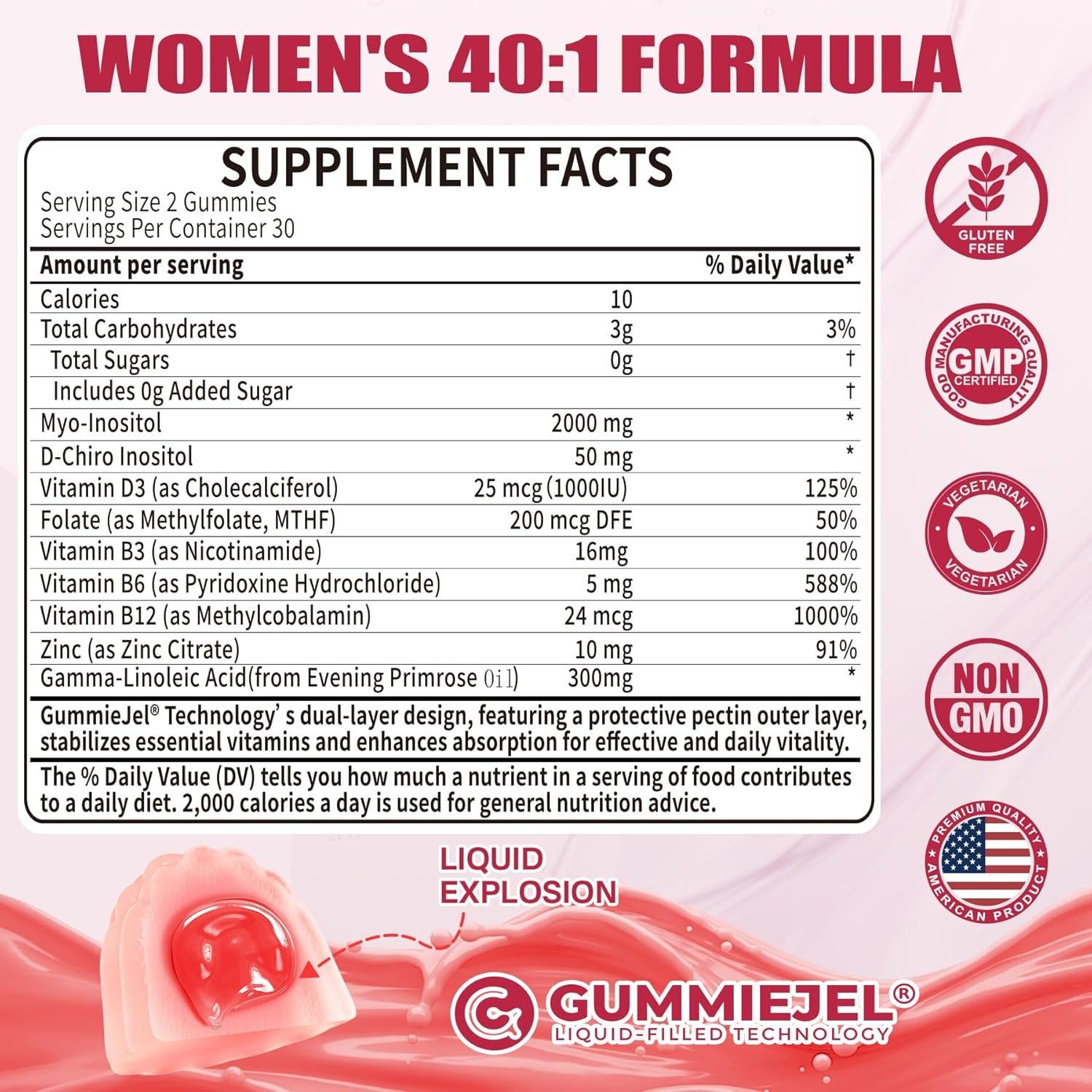 Suplemento Gominolas Inositol 2000mg + Aceite Onagra 50mg