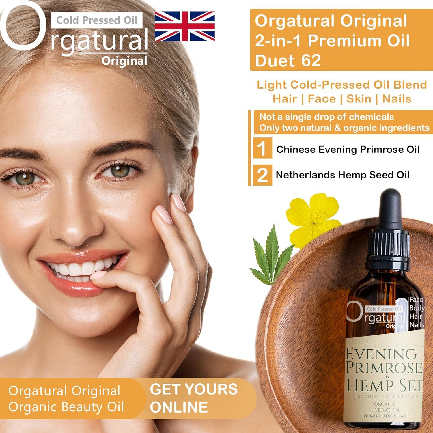 Aceite 2 en 1 Orgatural Dueto 62 - Onagra y Cánamo 30ml