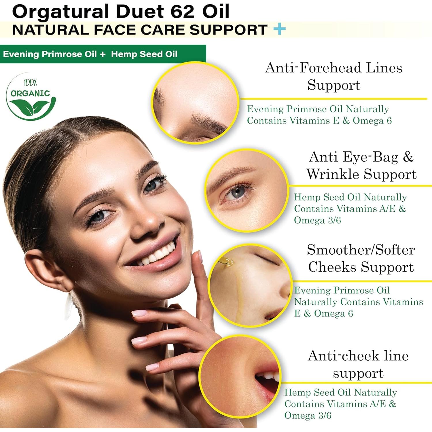 Aceite 2 en 1 Orgatural Dueto 62 - Onagra y Cánamo 30ml