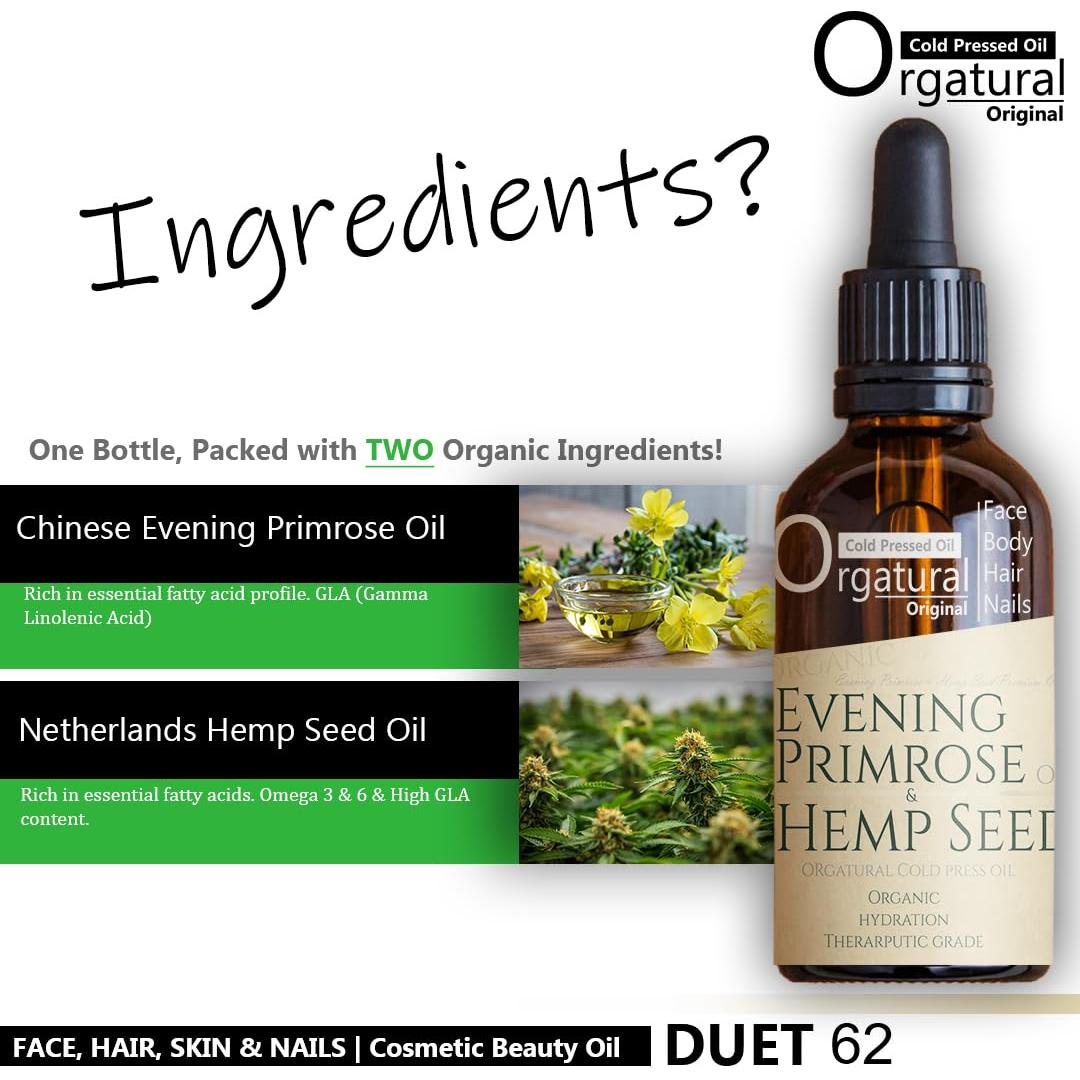 Aceite 2 en 1 Orgatural Dueto 62 - Onagra y Cánamo 30ml