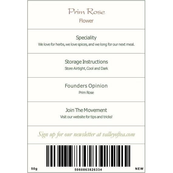 Té de Prímula Orgánico Valley of Tea - 50g Infusión Sin Cafeína