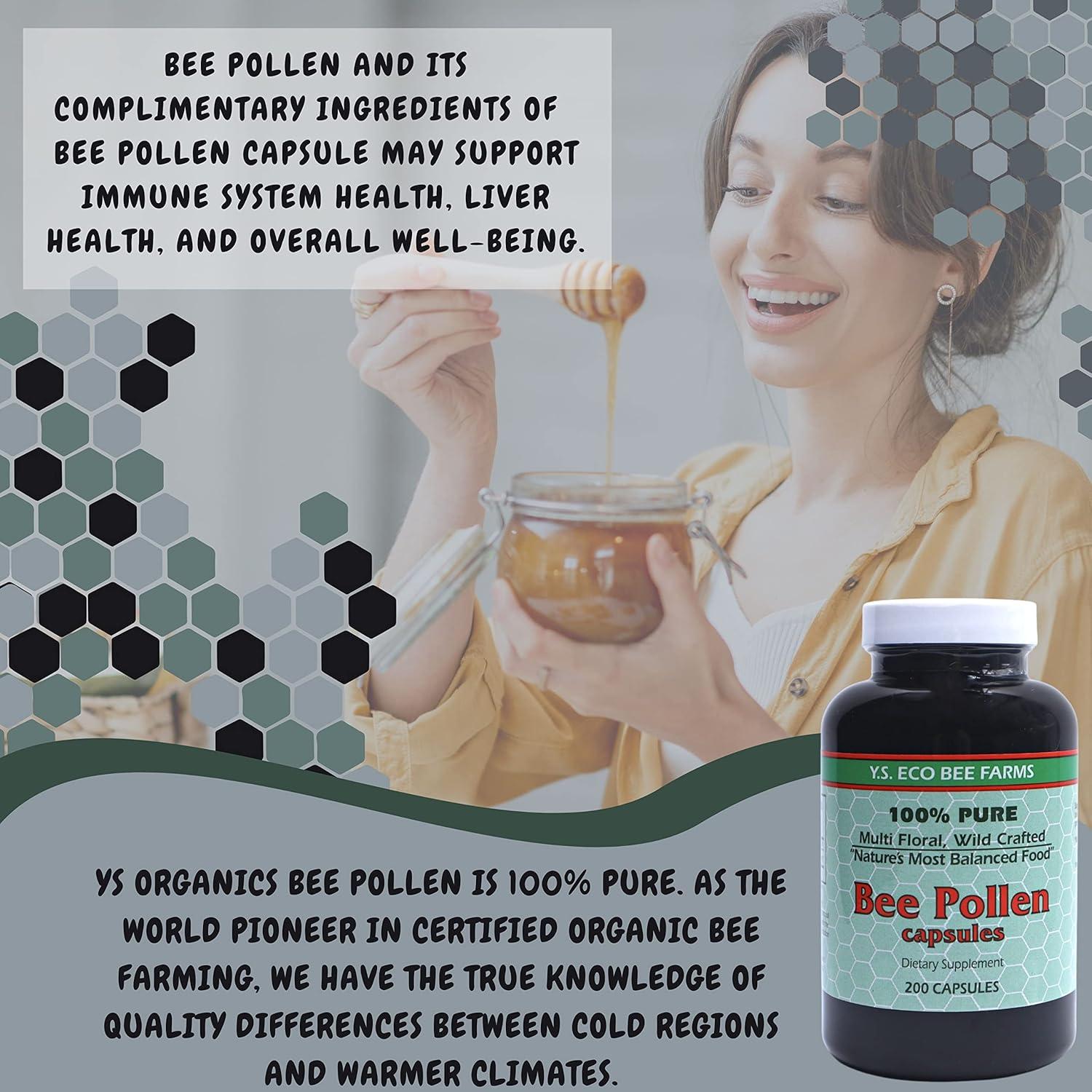 Cápsulas de Polen de Abeja Orgánico Y.S. Eco Bee Farms 200ct