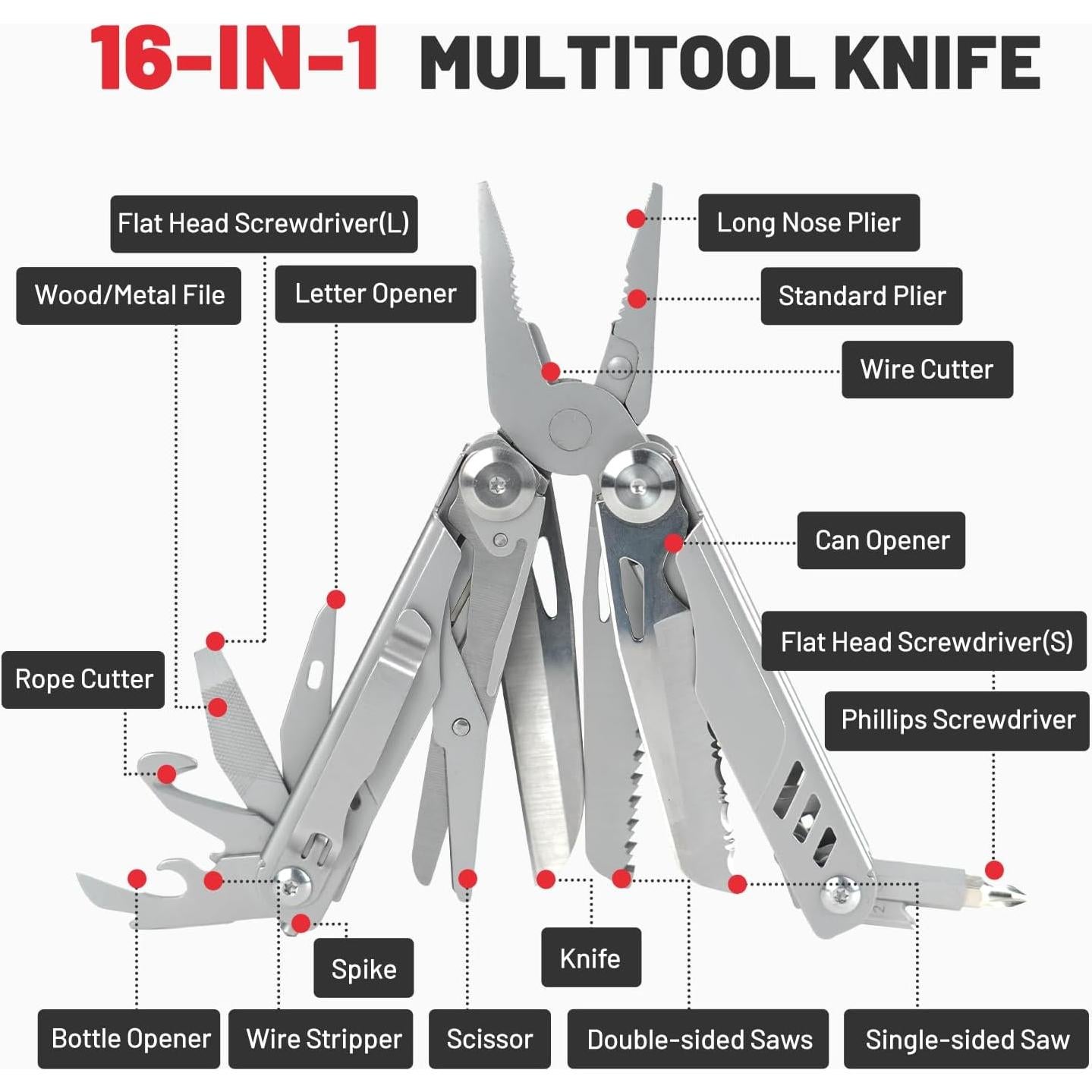 ZKH Multi-Herramienta 16 en 1 Acero Inoxidable EDC
