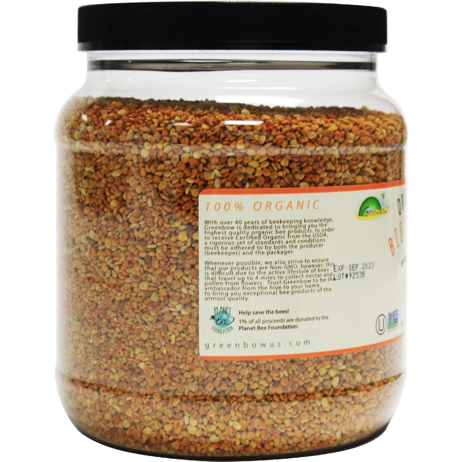 Polen de Abeja Orgánico Greenbow 1000g - Certificado USDA, Halal, Kosher