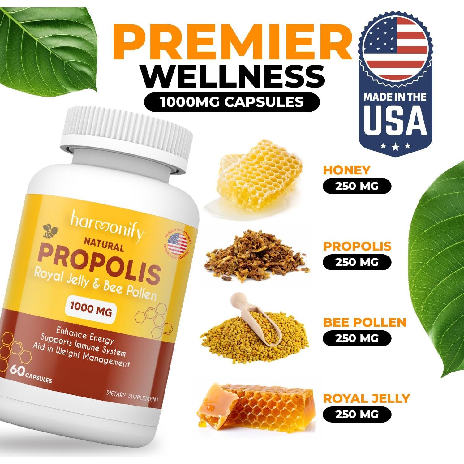 Suplemento Inmunológico Harmonify 1000 mg - Polen, Propóleos y Jalea Real