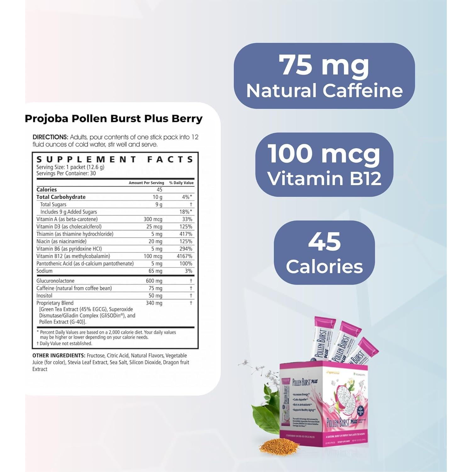 Suplemento Energético Youngevity ProJoba Pollen Burst 30 Paquetes