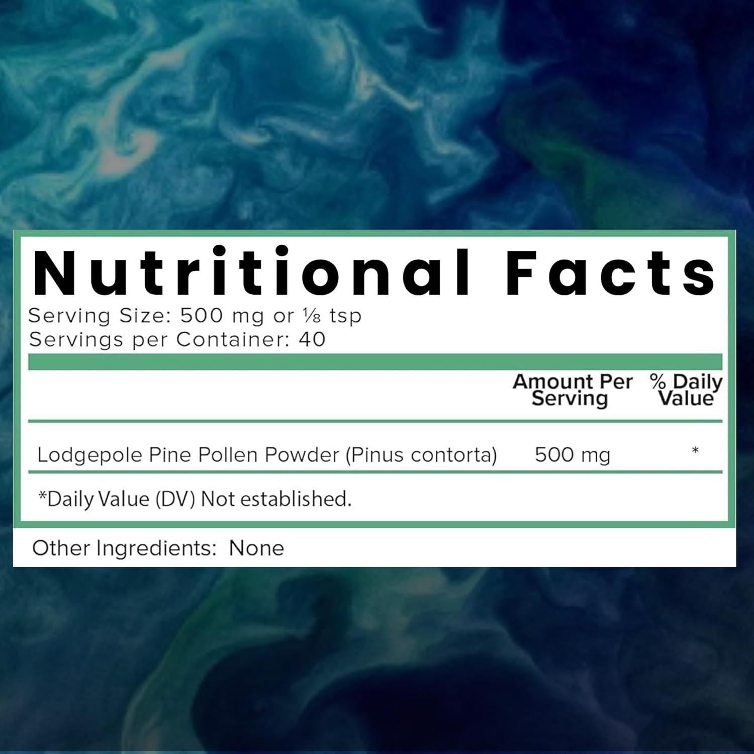 Polvo de Polen de Pino Orgánico Holistic Bin 20 g - Grado Farmacéutico