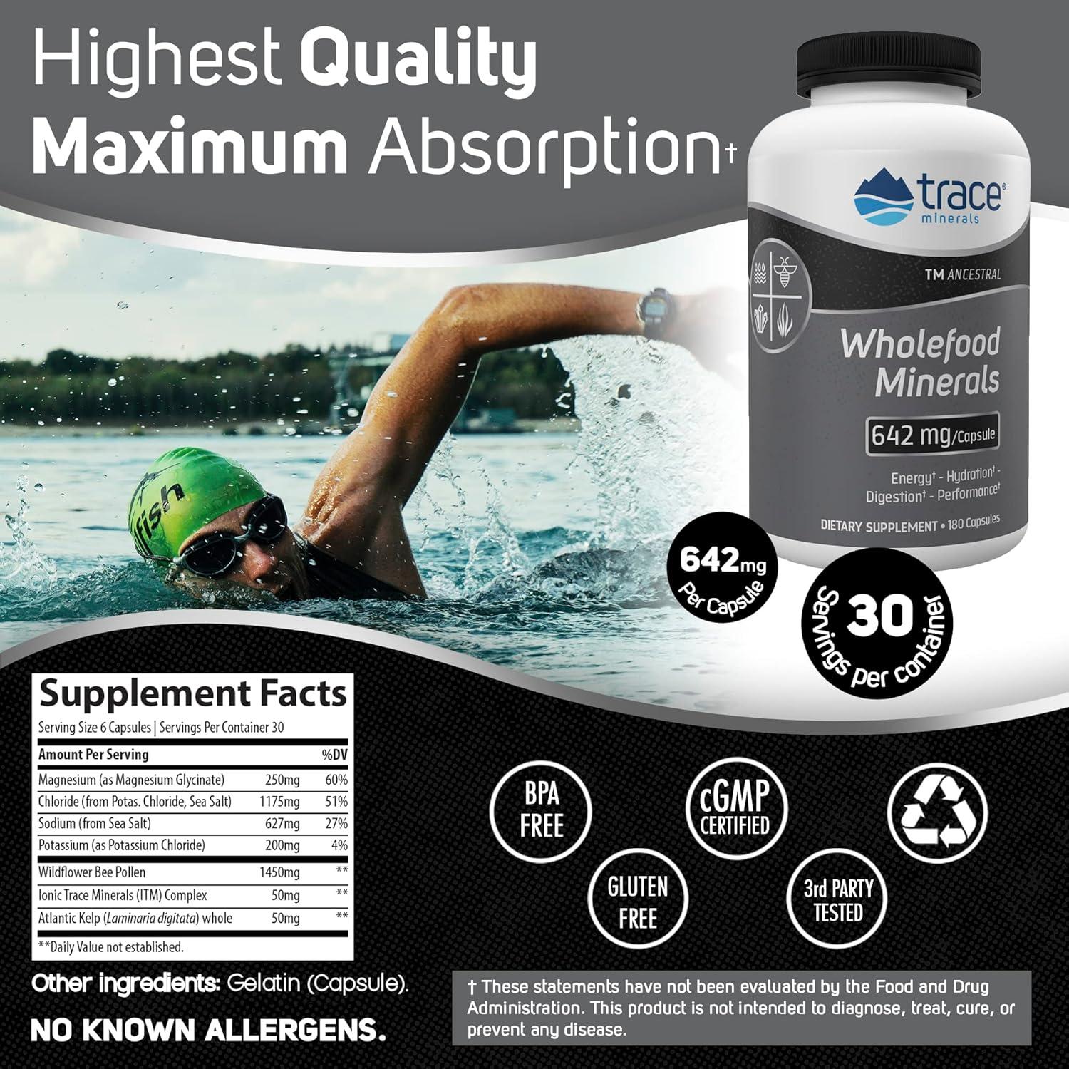 Suplemento Mineral Trace Minerals - 180 Cápsulas - Salud Cerebral y Digestiva