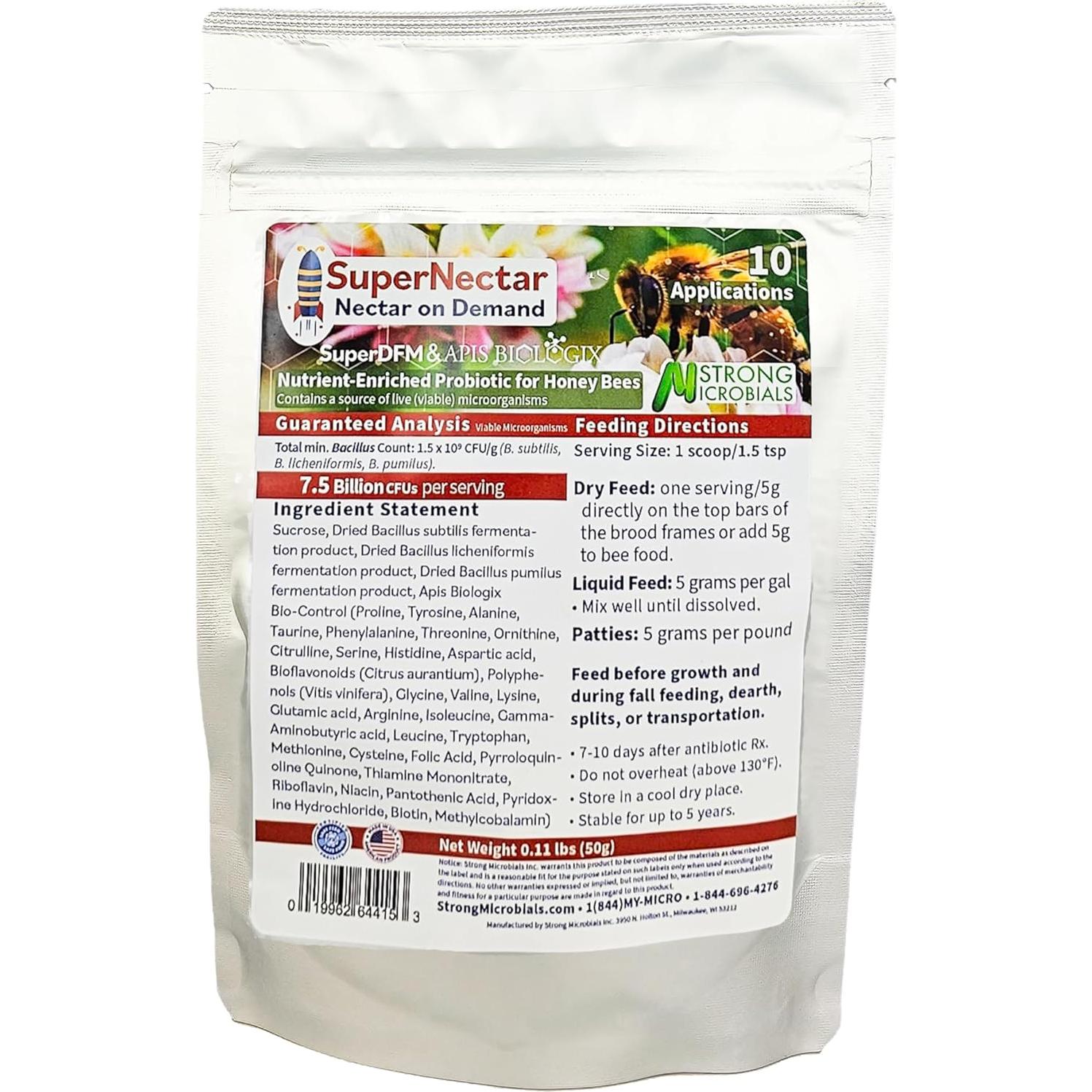 Suplemento Nutricional para Abejas SuperNectar 50g Probioticos