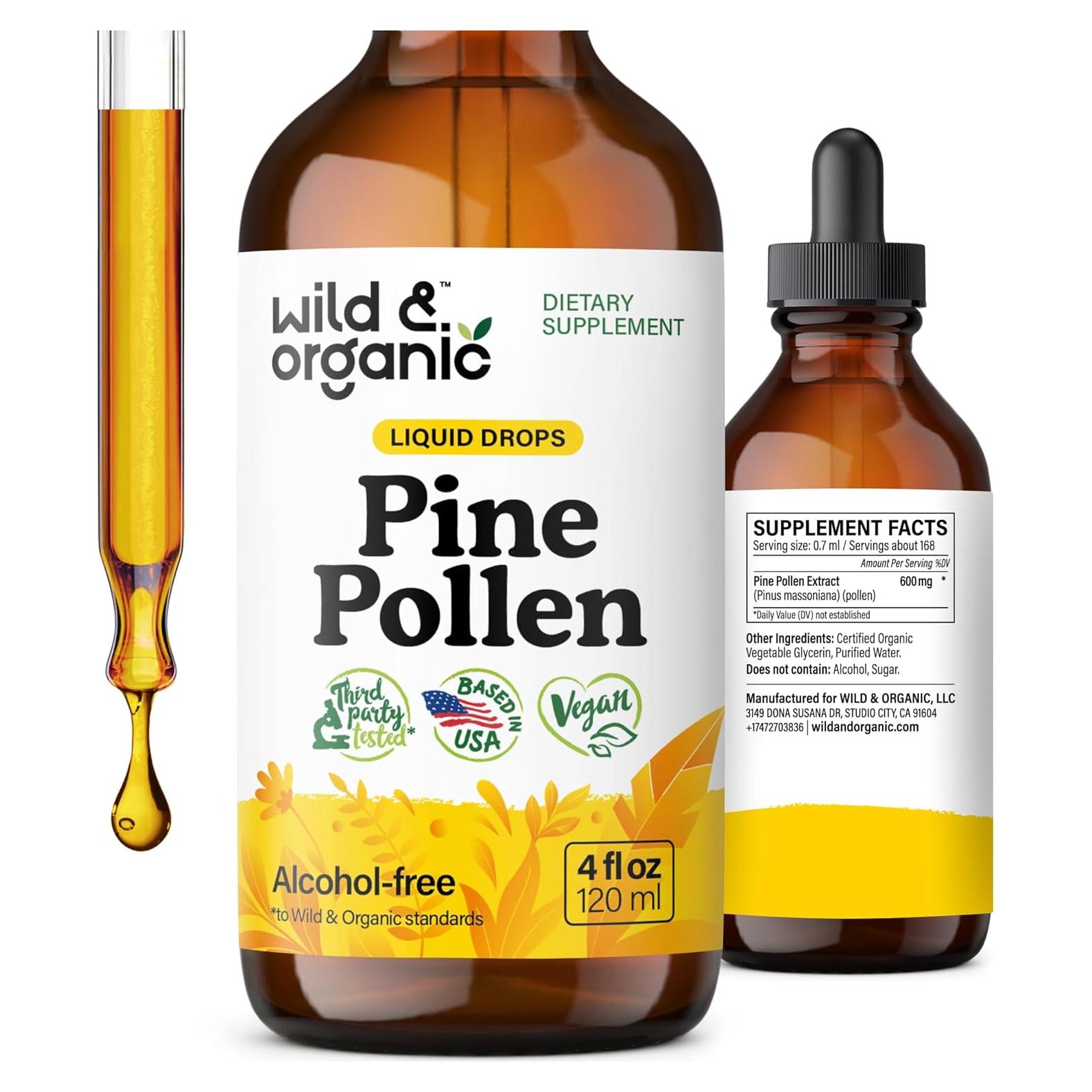 Tintura de Polen de Pino Silvestre y Orgánico 118 ml - Suplemento Vegano