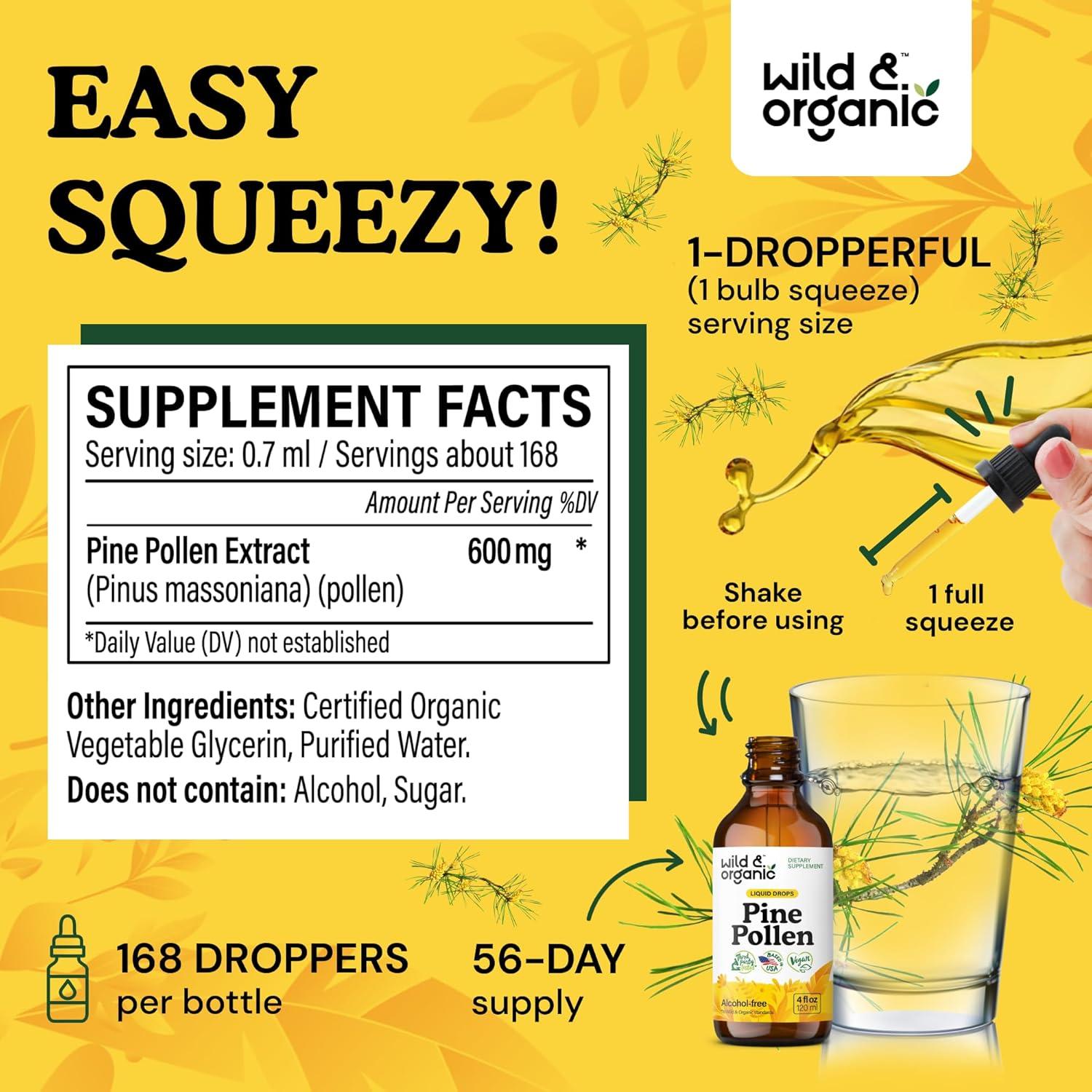 Tintura de Polen de Pino Silvestre y Orgánico 118 ml - Suplemento Vegano