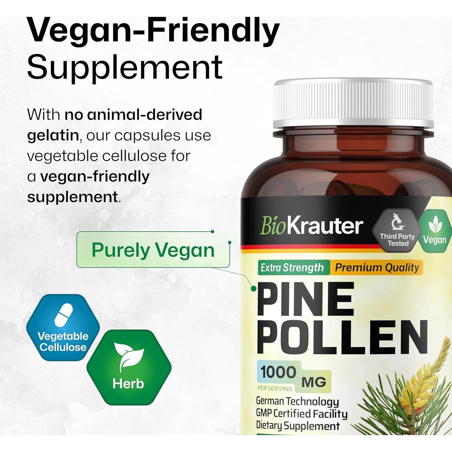 Cápsulas de Polen de Pino BioKrauter 1000 mg - 100 Unidades