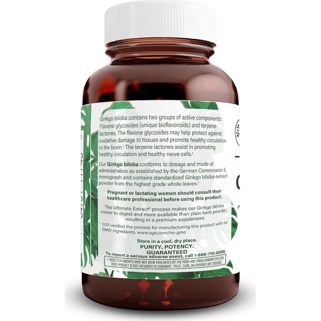 Suplemento Ginkgo Biloba Natural Nutra 60 Cápsulas Veganas