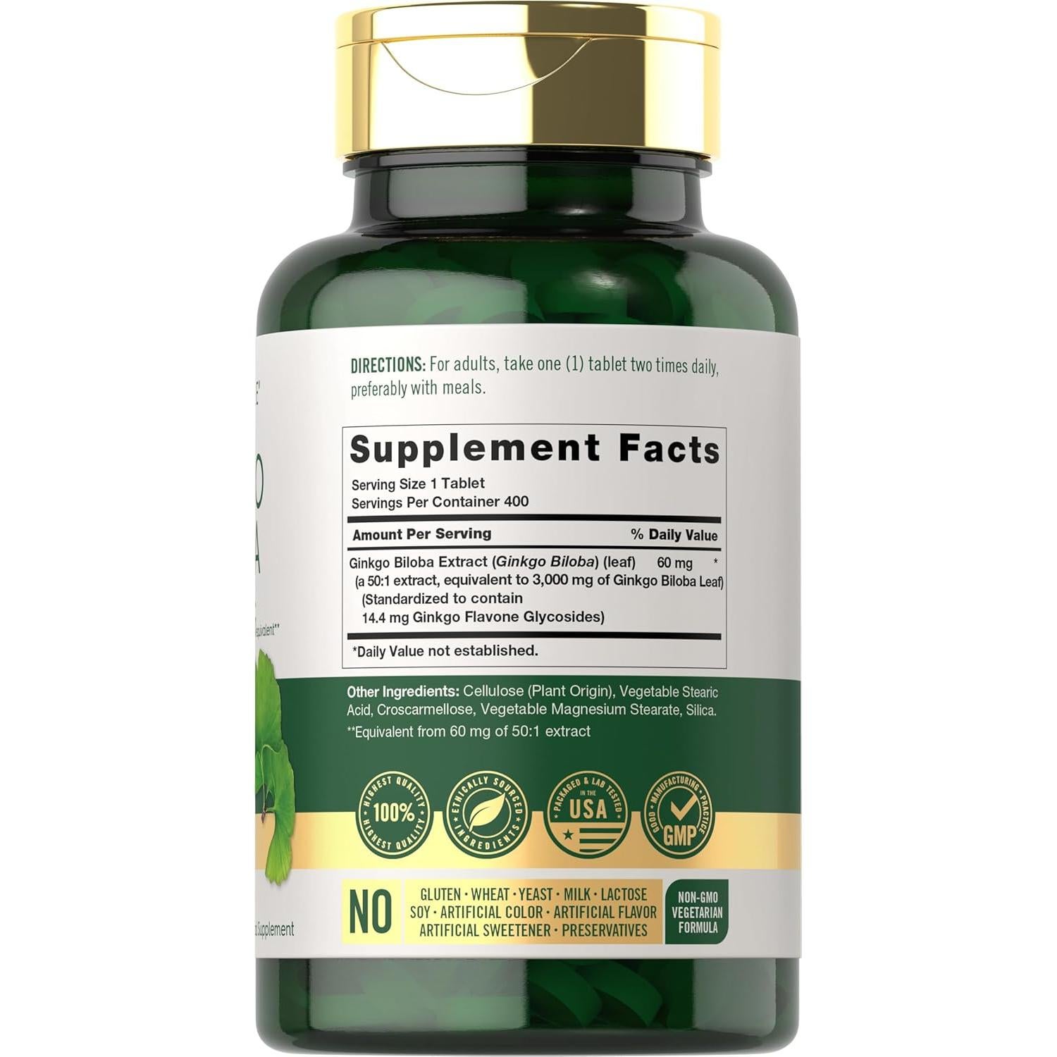 Carlyle Ginkgo Biloba 3000mg - 400 Tabletas Suplemento Herbal