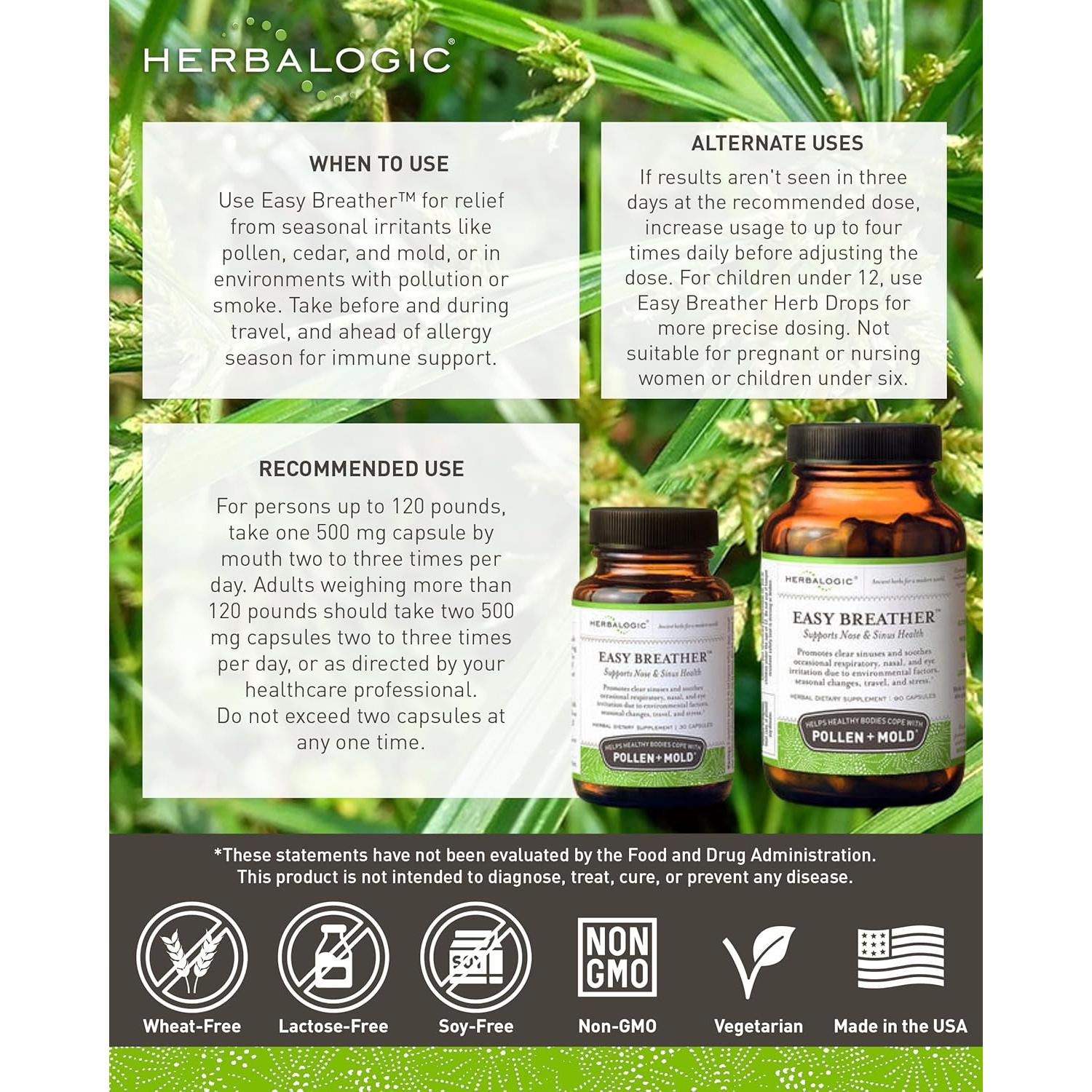 Cápsulas de Hierbas Easy Breather - 30 Unidades - Apoyo Respiratorio