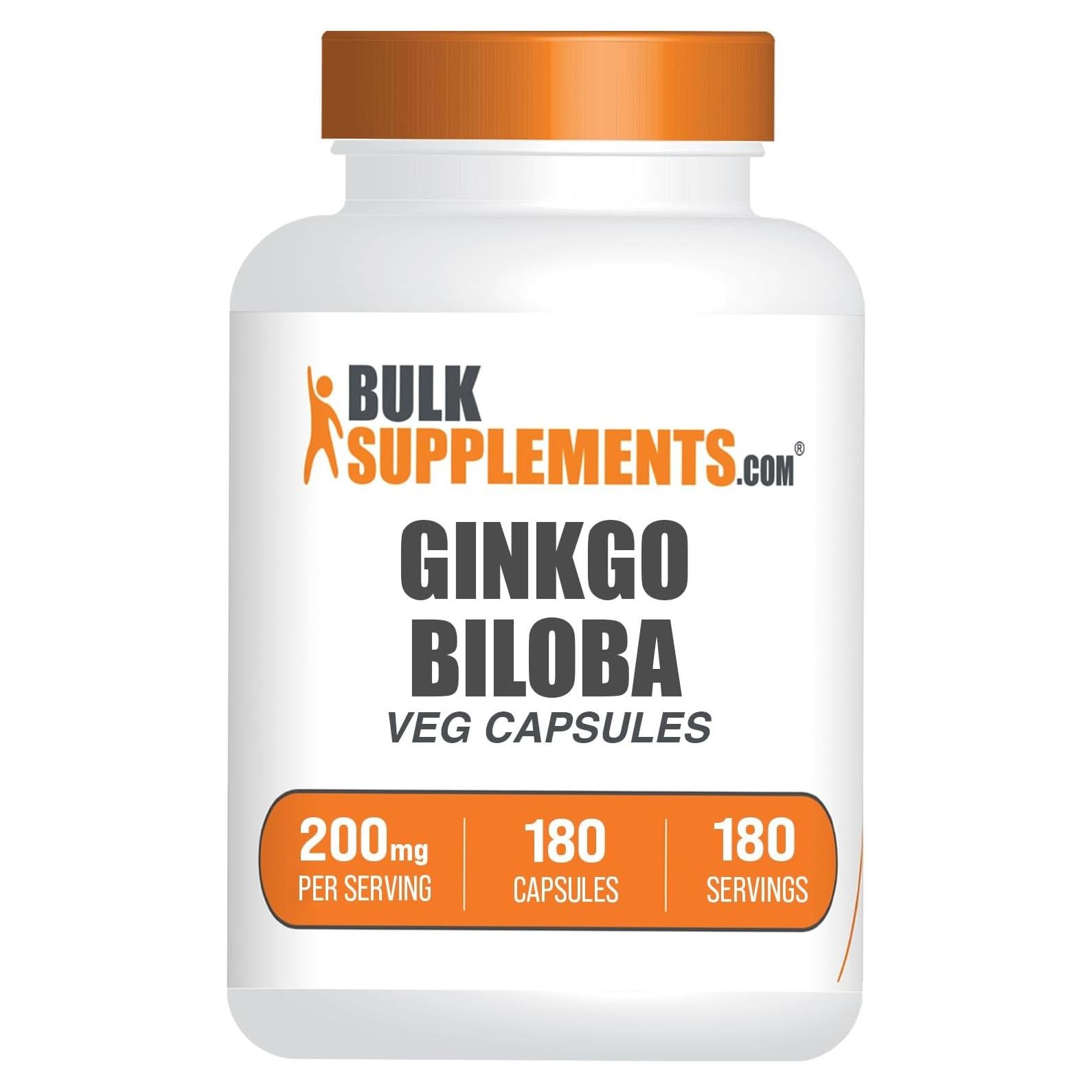 Cápsulas de Ginkgo Biloba 200mg BulkSupplements - 180 unidades