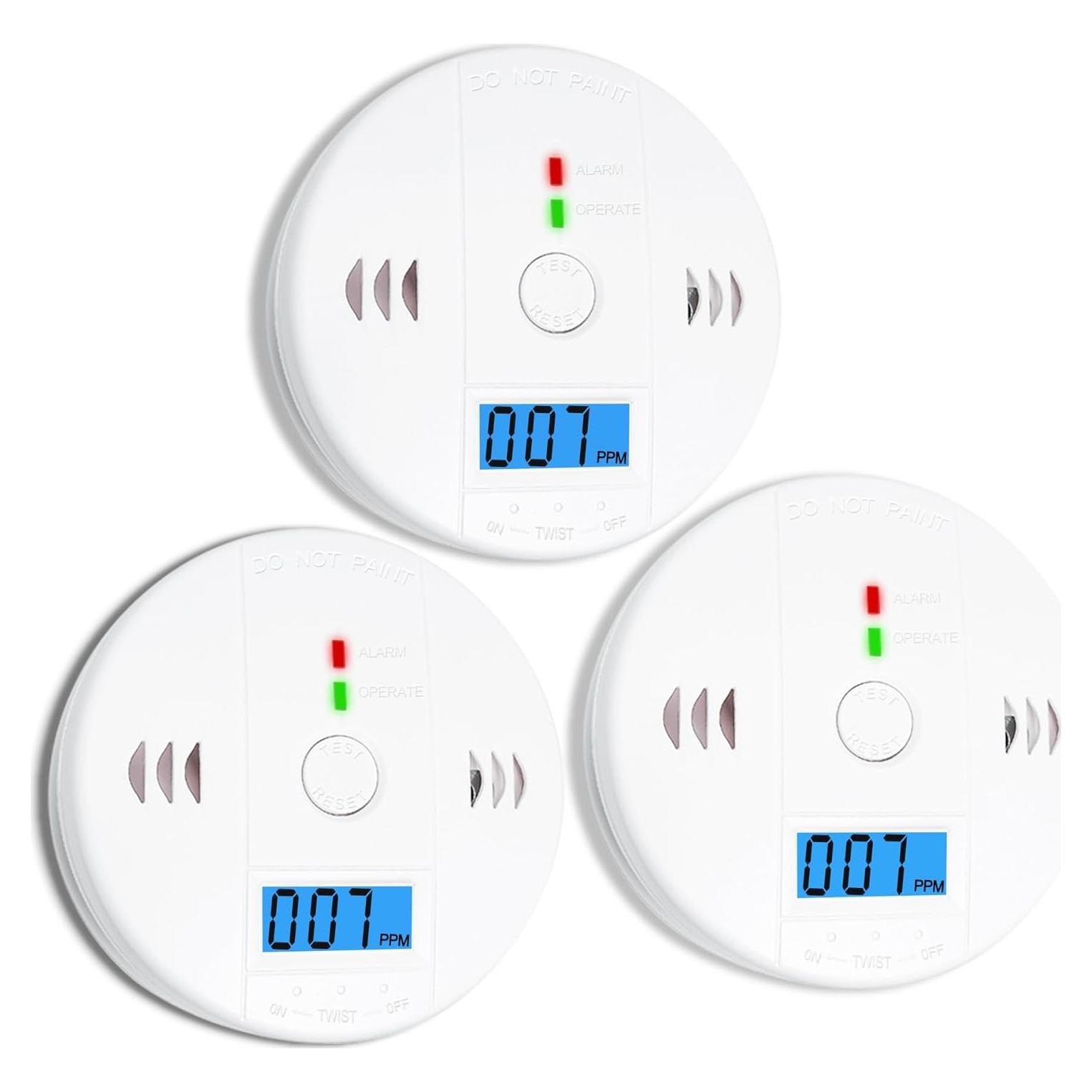 Paquete de 3 Detectores de Monóxido de Carbono Pumwry