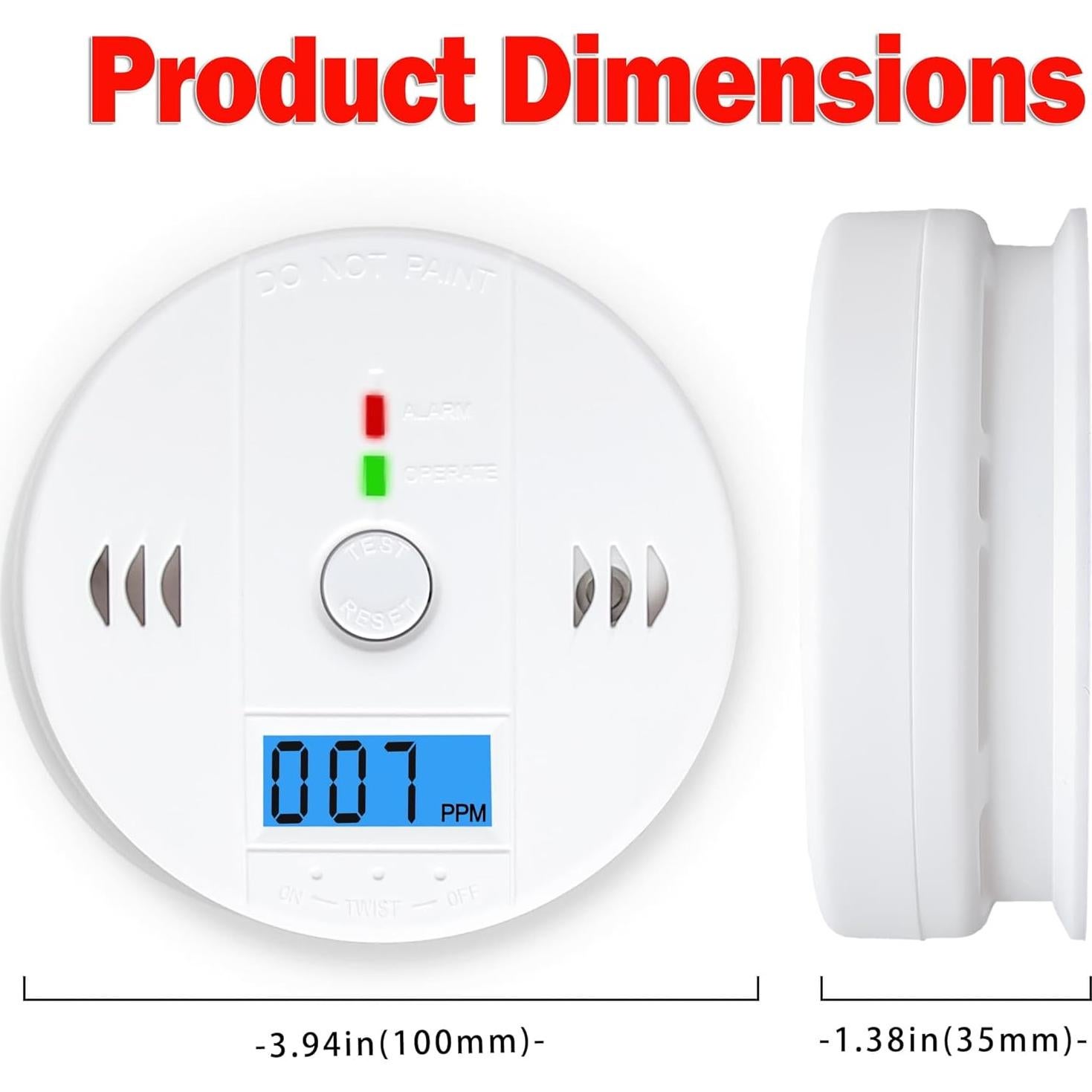 Paquete de 3 Detectores de Monóxido de Carbono Pumwry