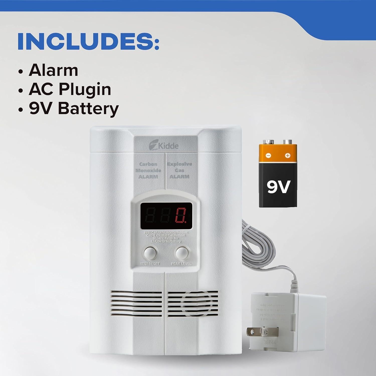 Detector de Monóxido de Carbono Kidde KN-COEG-3 Enchufable con Pantalla LED