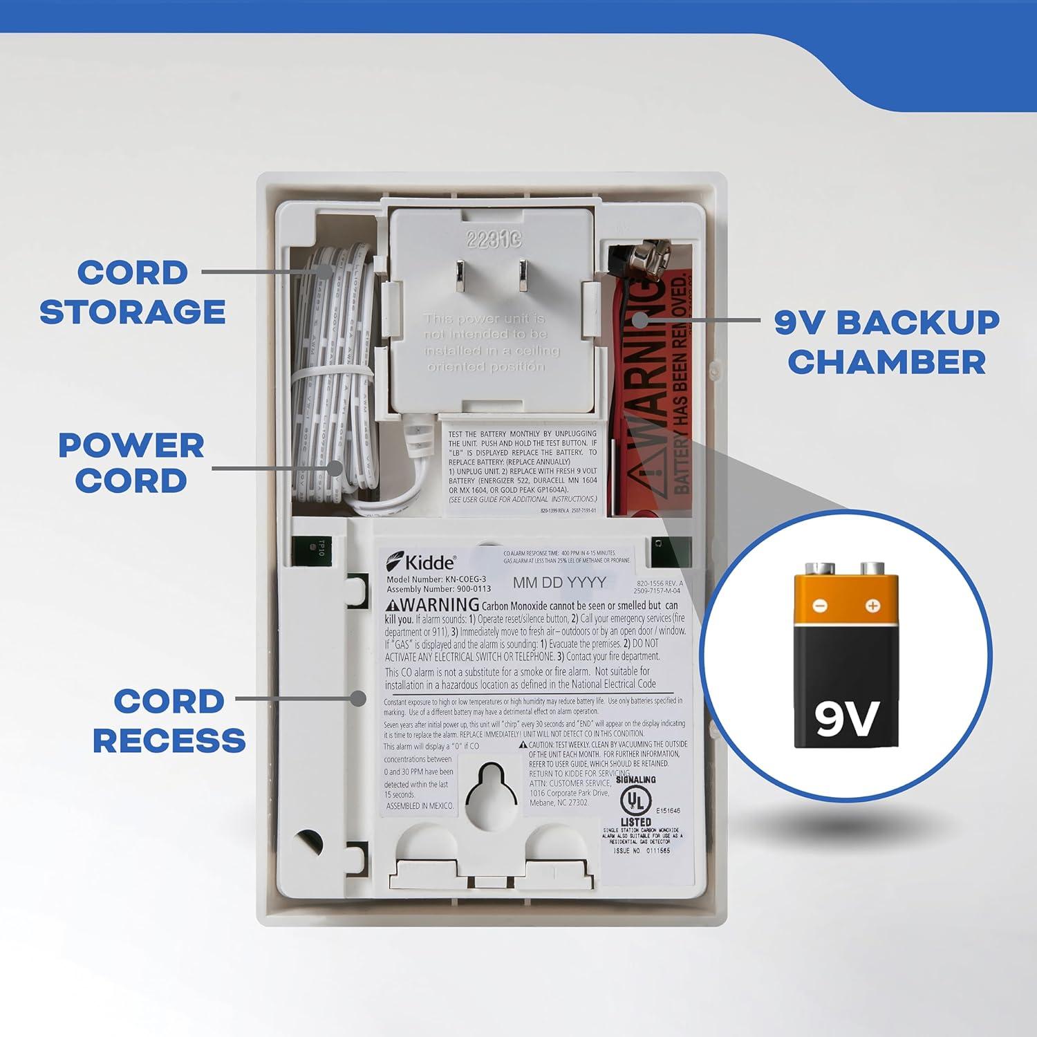 Detector de Monóxido de Carbono Kidde KN-COEG-3 Enchufable con Pantalla LED