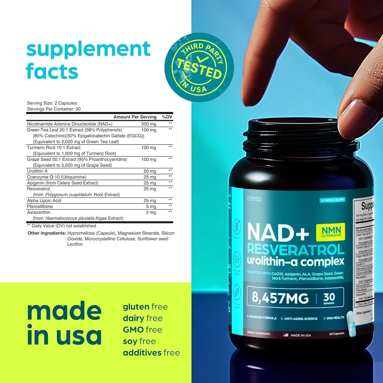 Suplemento de NAD+ Artnaturals 8457 mg Antienvejecimiento 30 Días