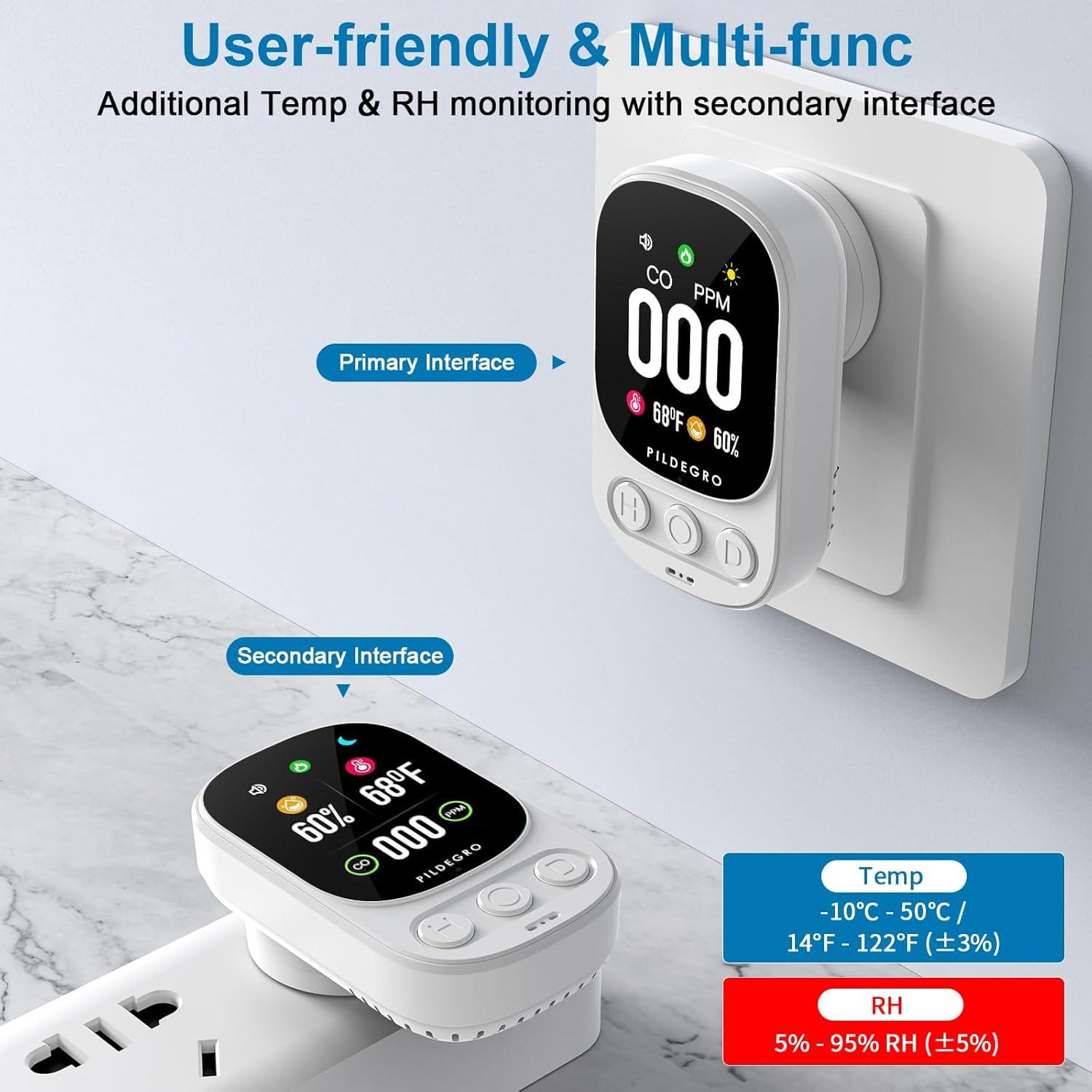 Detector de Monóxido de Carbono Pildegro HD-08 Enchufable 85dB