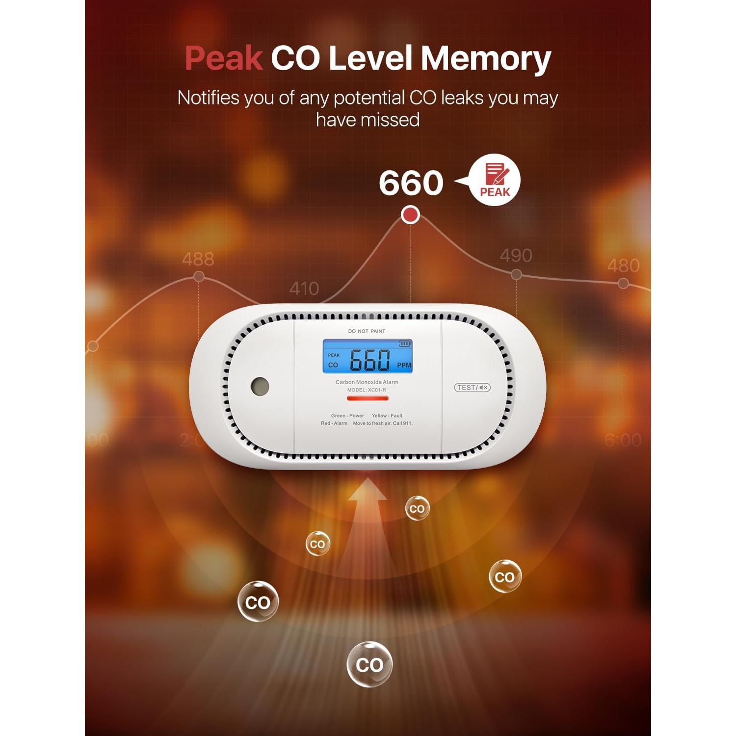 Detector de Monóxido de Carbono X-Sense XC01-R con Pantalla LCD
