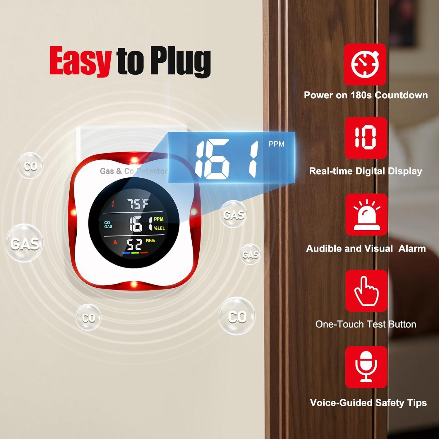Detector de Gas y Monóxido de Carbono ARIKON 4 en 1 LCD