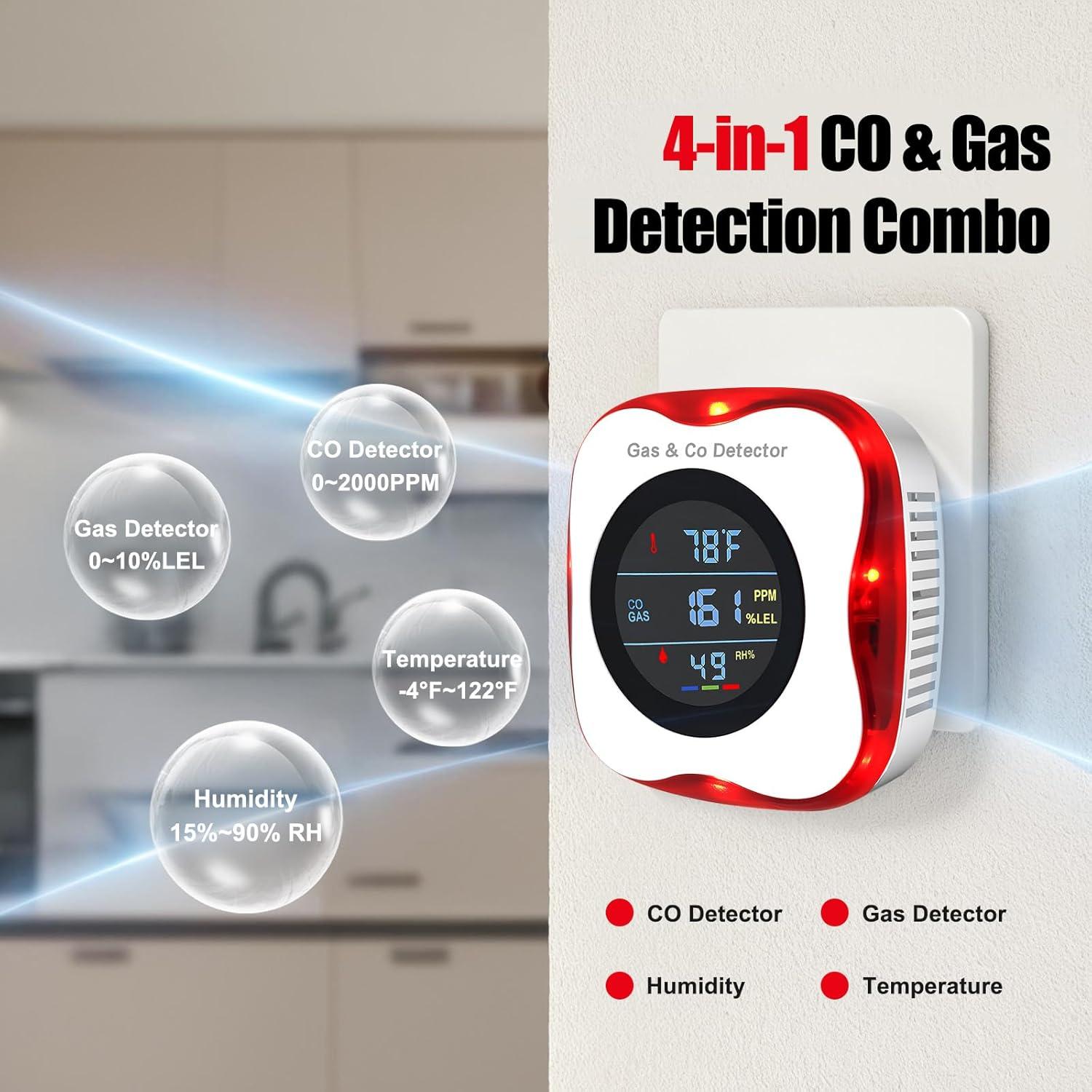 Detector de Gas y Monóxido de Carbono ARIKON 4 en 1 LCD