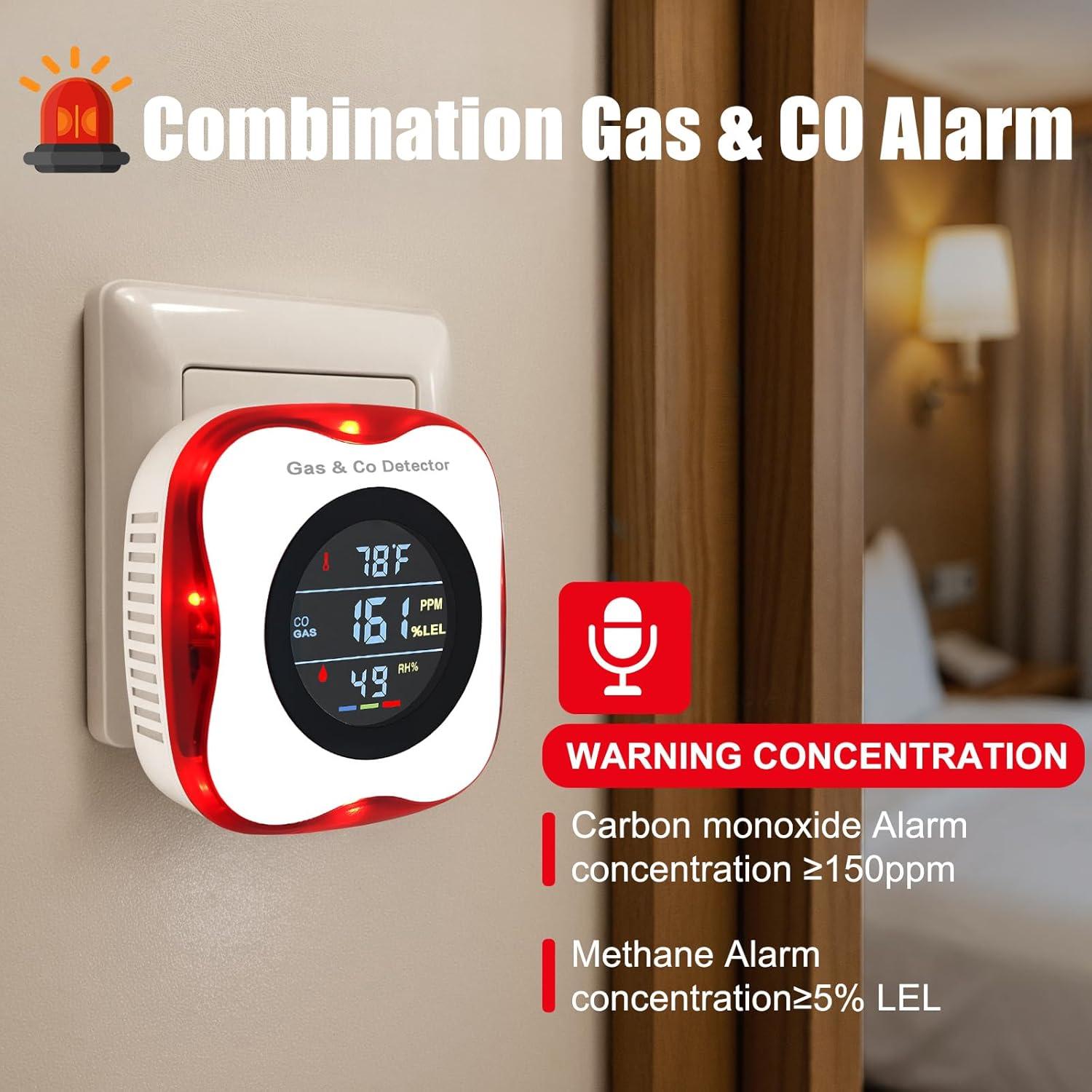 Detector de Gas y Monóxido de Carbono ARIKON 4 en 1 LCD
