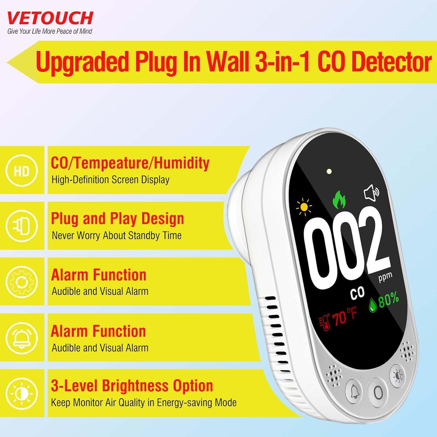 Detector de Monóxido de Carbono Enchufable VETOUCH L6068