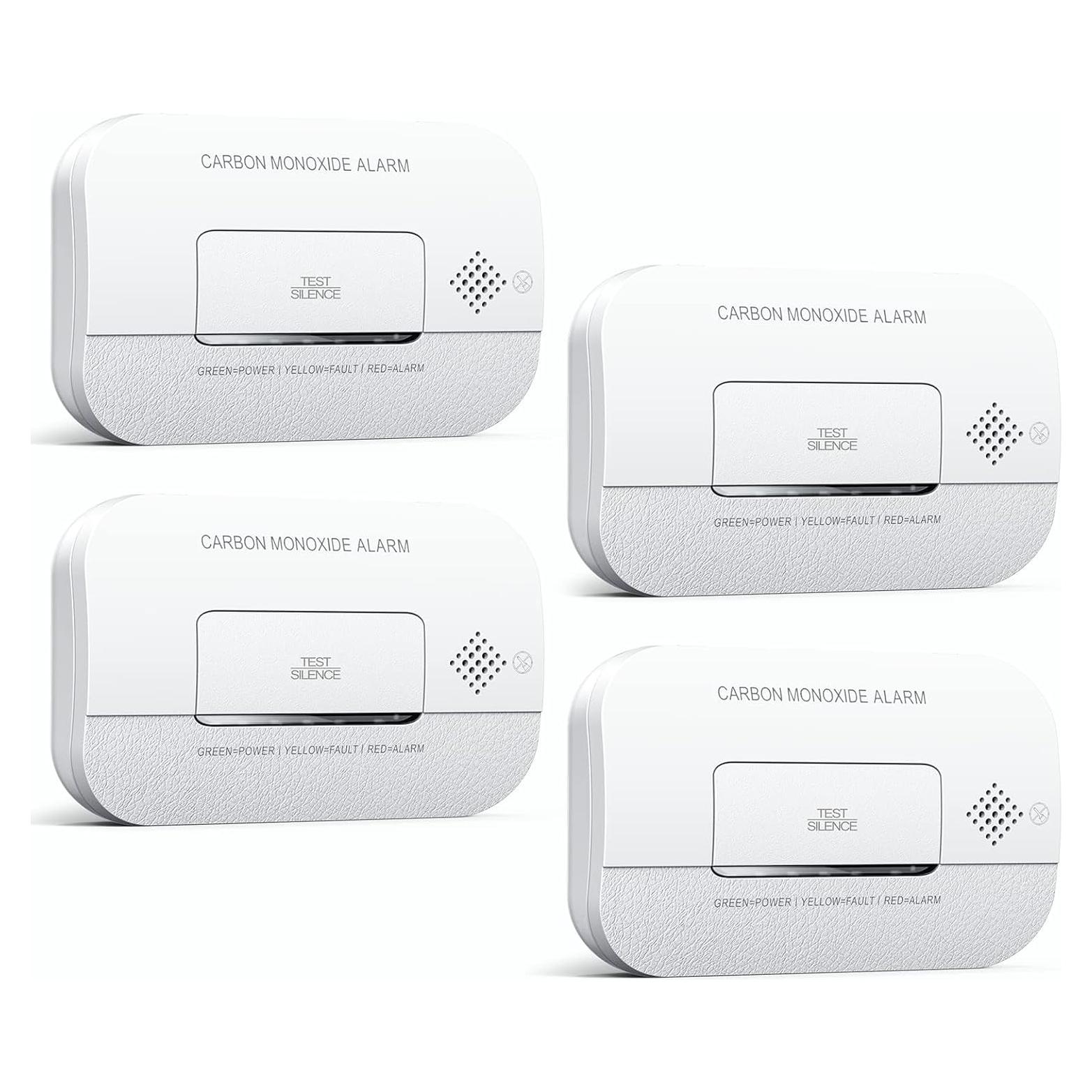 Detector de Monóxido de Carbono Ecoey FJ127, 4 Paquetes, 10 Años