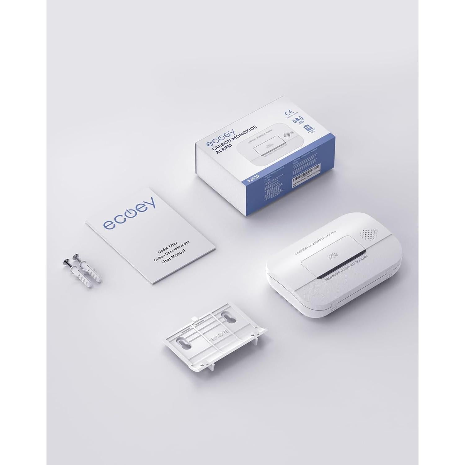 Detector de Monóxido de Carbono Ecoey FJ127, 4 Paquetes, 10 Años