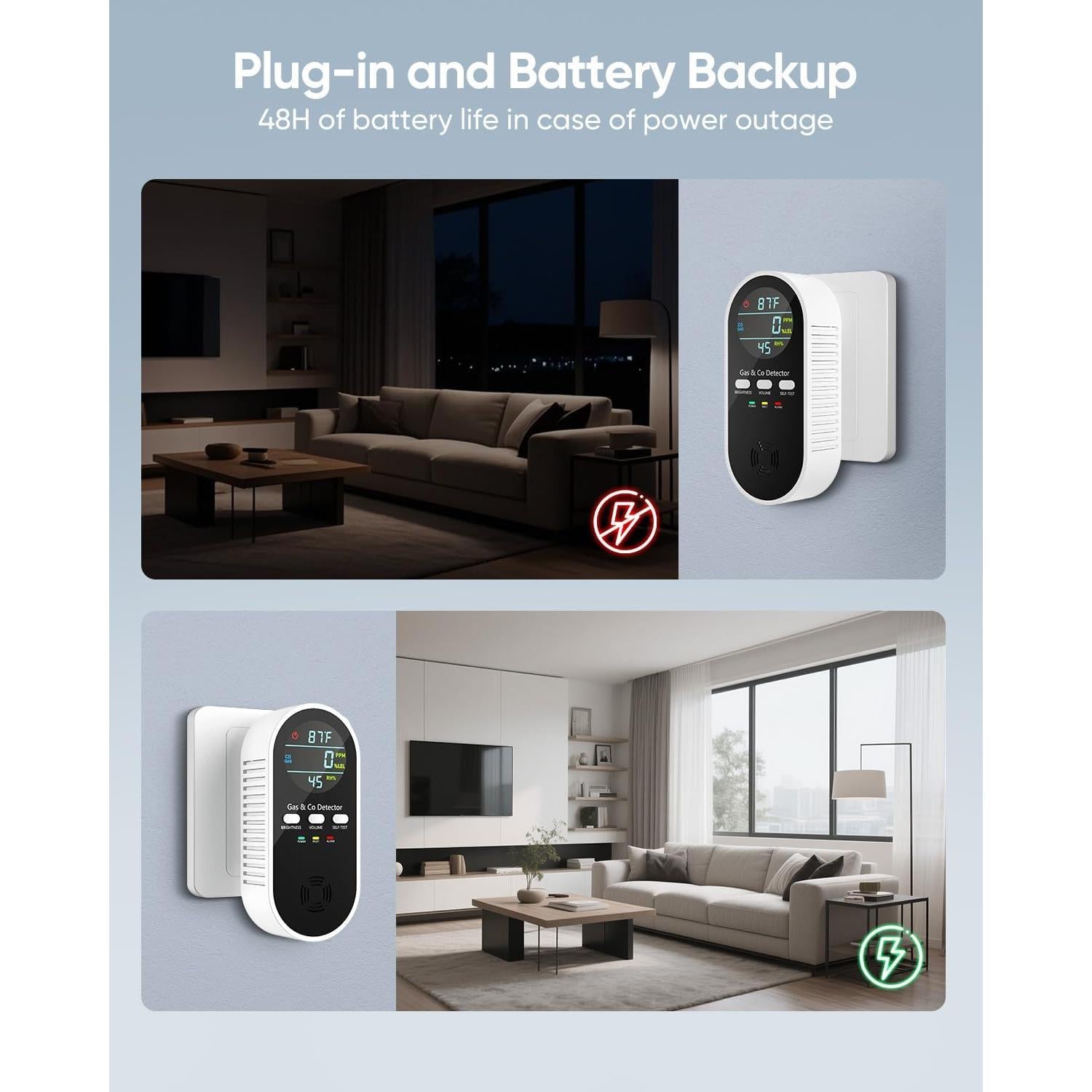 Detector de Monóxido de Carbono 5-en-1 Vilfet KH168, Pantalla Digital