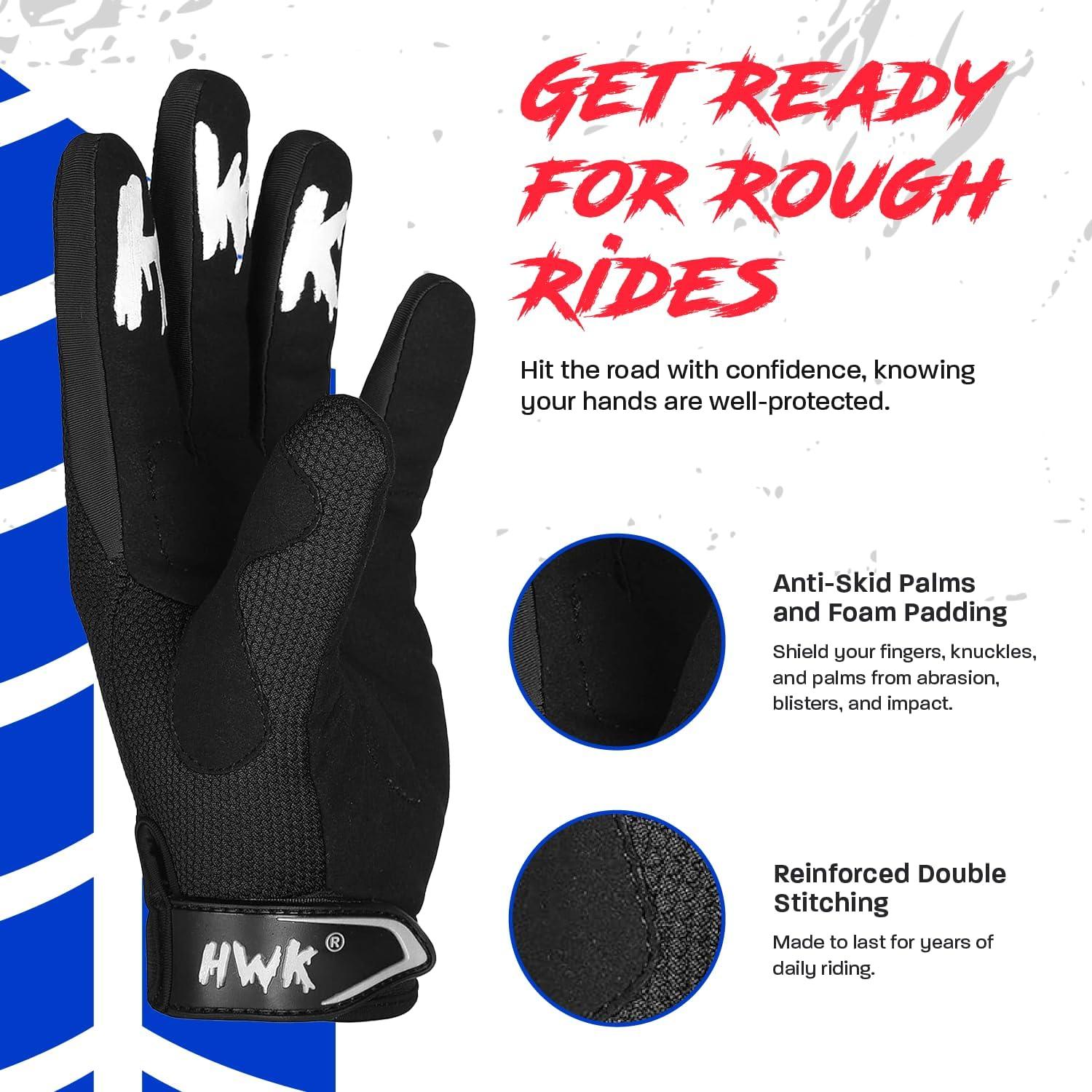 Guantes de Motocicleta HWK Flexo Tácticos para Hombres Negros